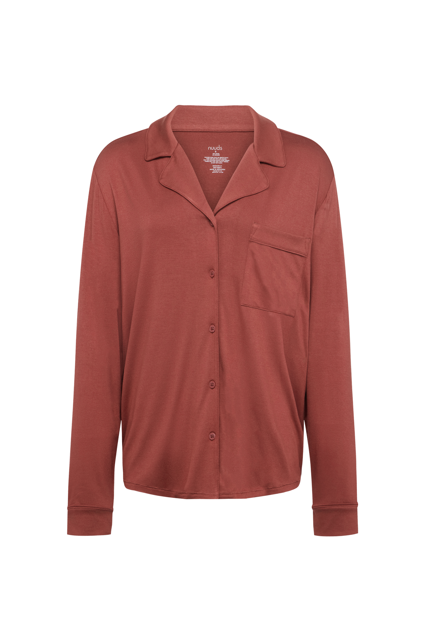 Long Sleeve Button-Up Pajama Shirt | Mauve