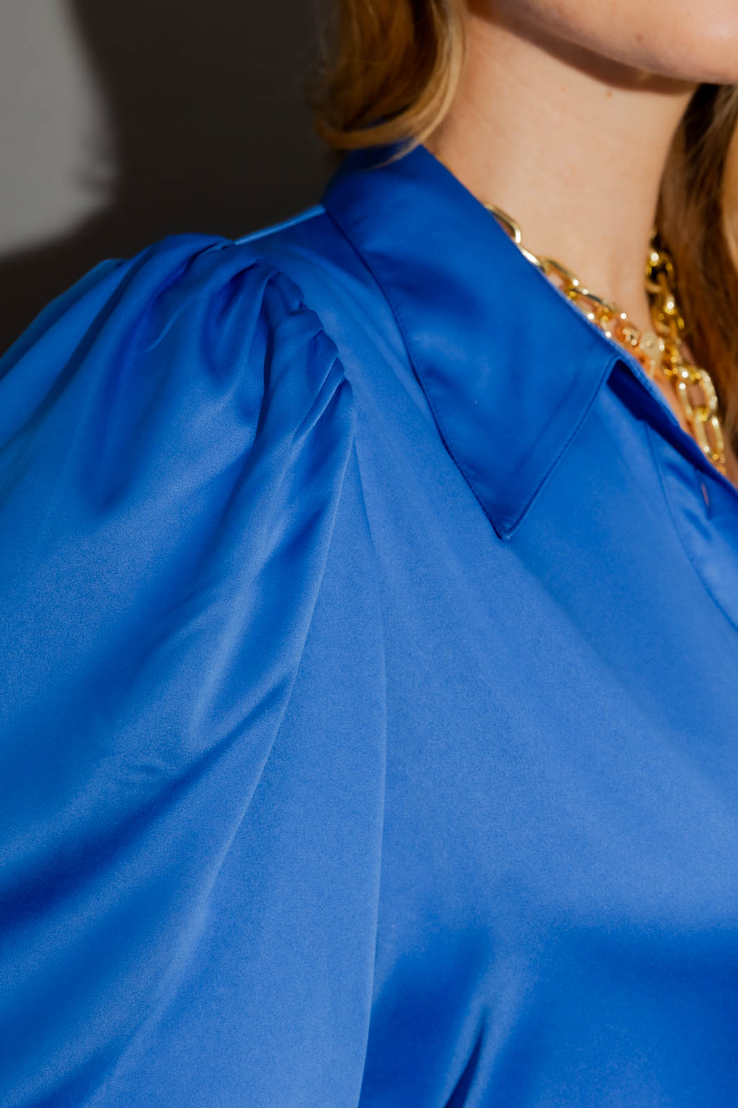 Blue Silky Balloon Shirt