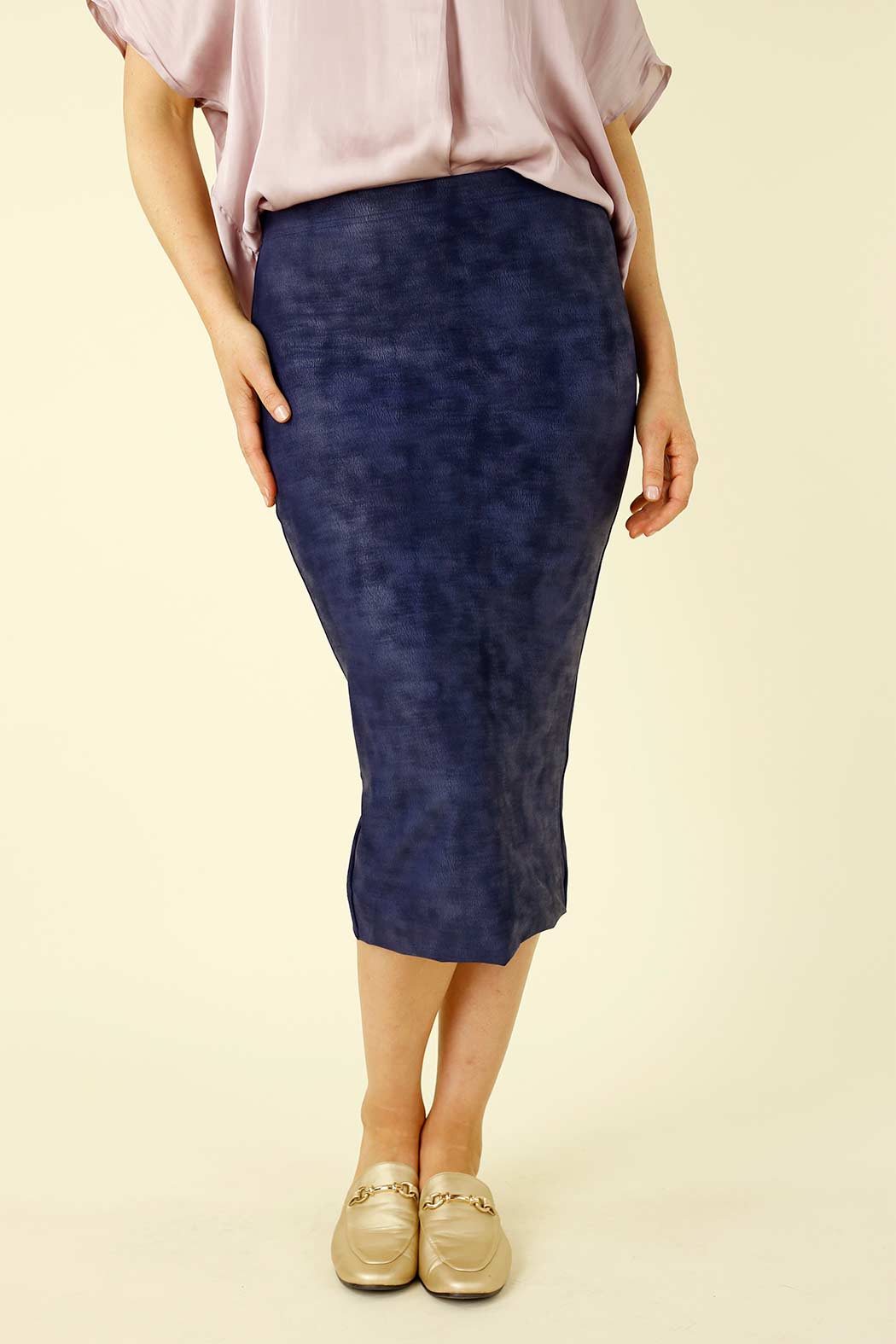 Blue Leatherette Tube Skirt- FINAL SALE