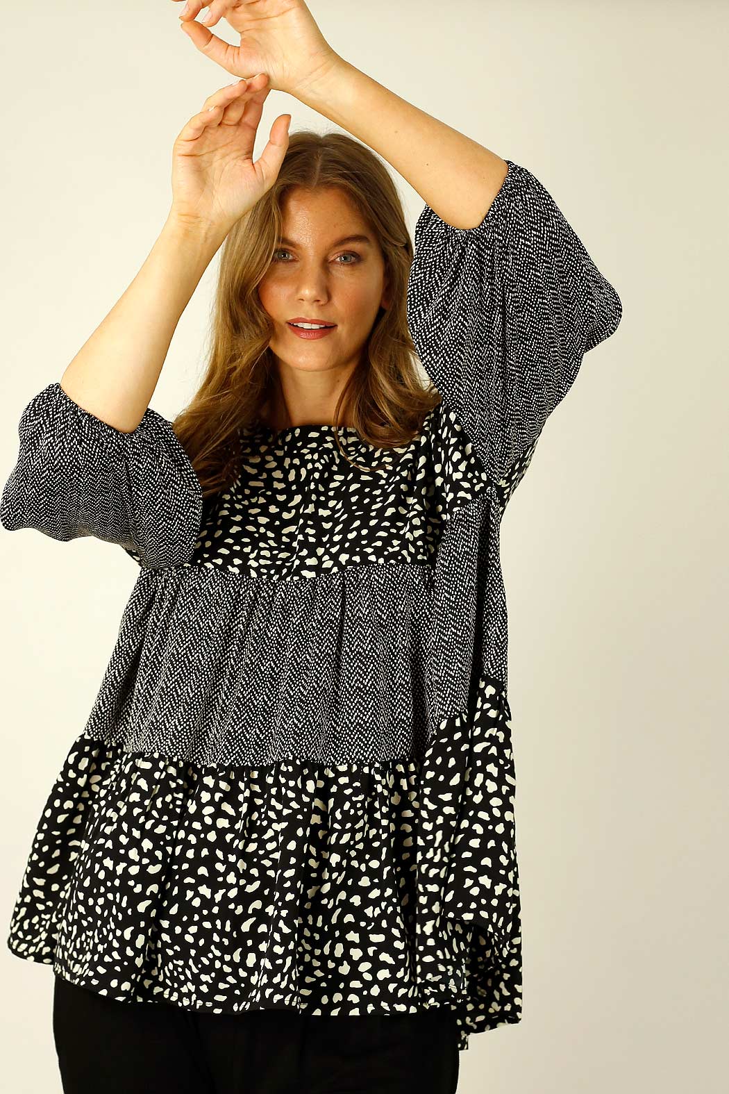 Black & White Nano Patchwork Top - SALE