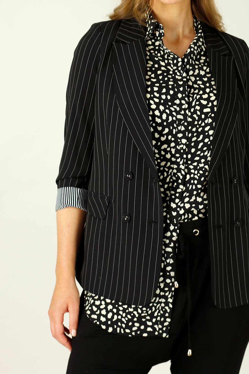 Black Pinstripe Casablanca Blazer - SALE
