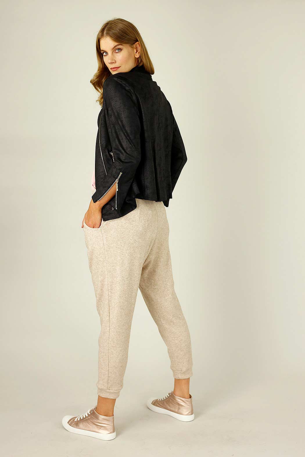 Beige Lux Slouch Pant