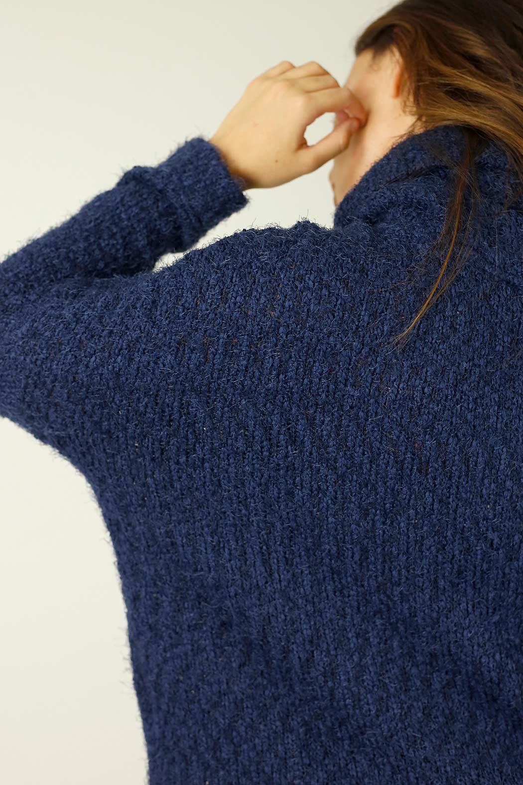 Blue Fluffy Turtle Neck Jumper