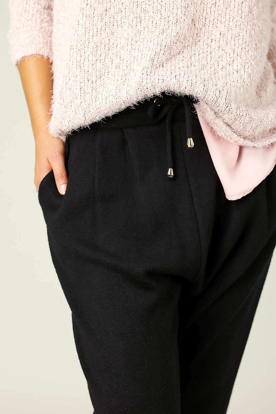 Black Lux Drawstring Slouch Pant - FINAL SALE