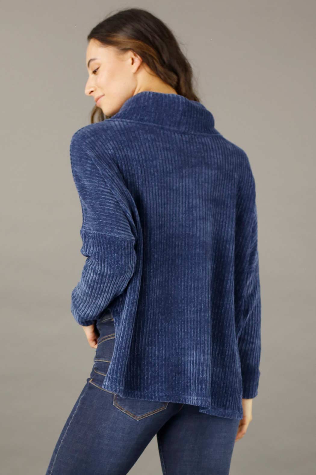 Blue Velour Turtle Neck - FINAL SALE