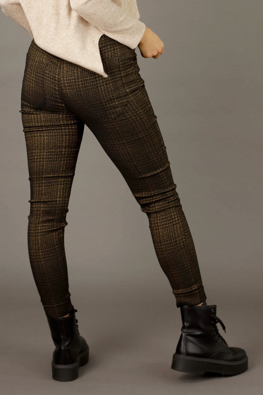 Bronze Check Bengaline Cuffed Jogger - SALE