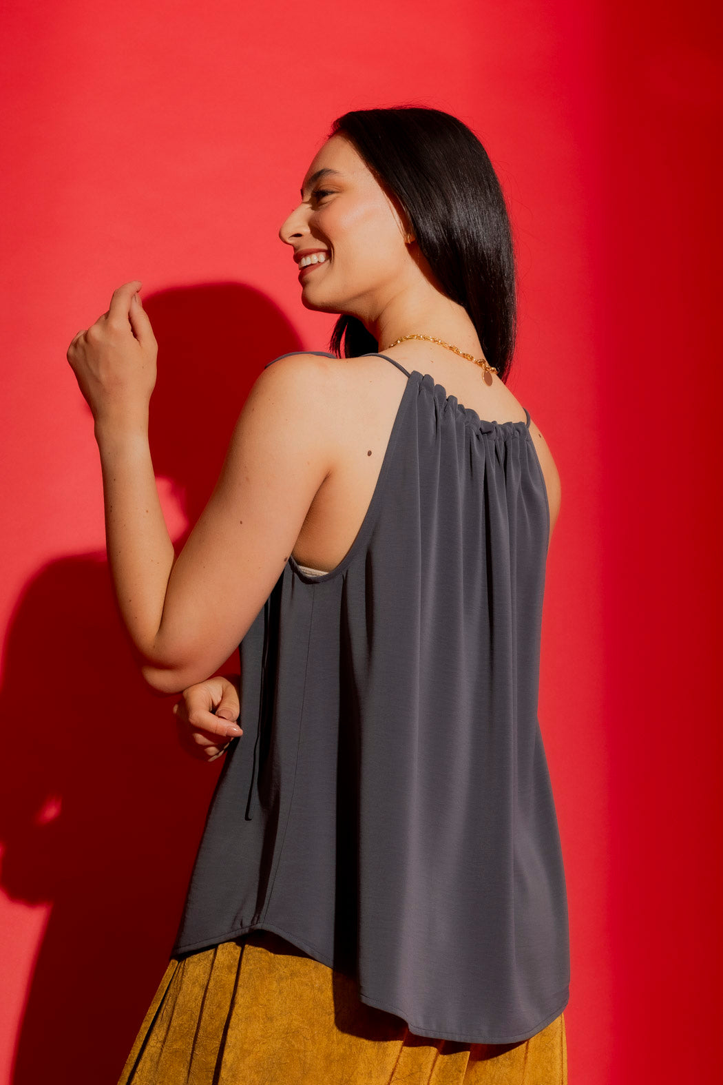 Charcoal Drawstring Cami