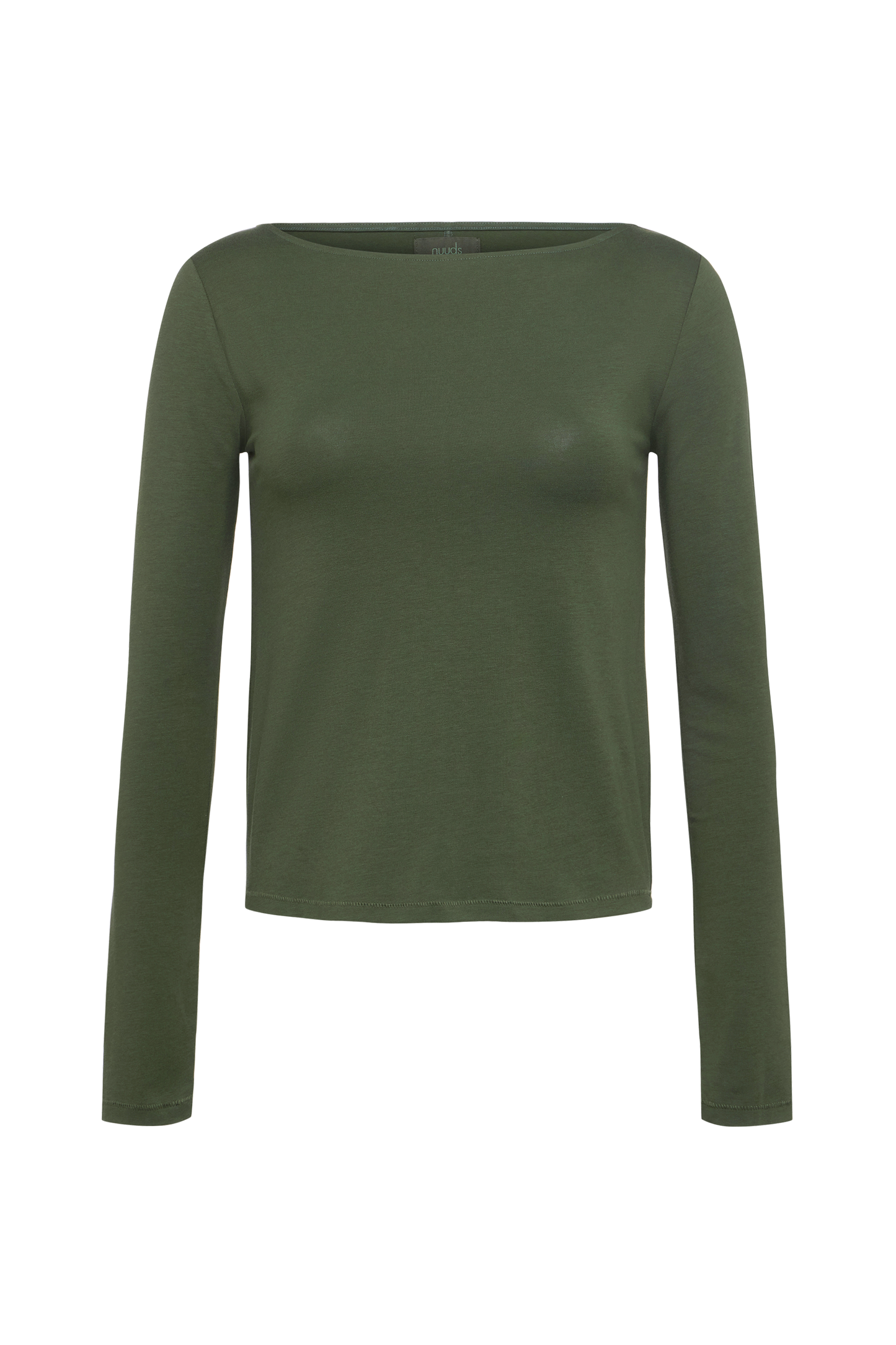 Slinky Jersey Boat Neck Long Sleeve Shirt | Darkest Olive