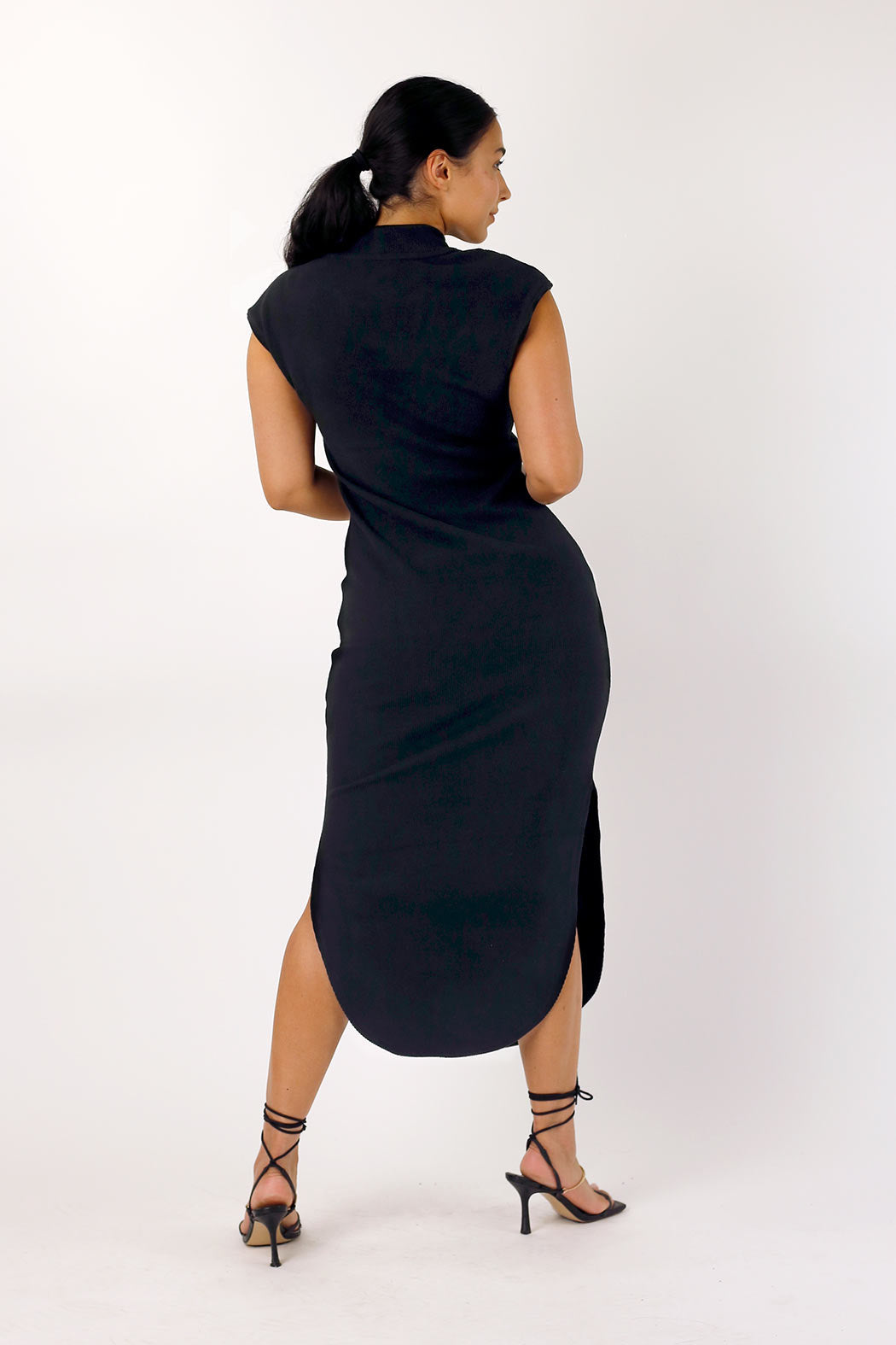Black Plush Rib Dress - SALE