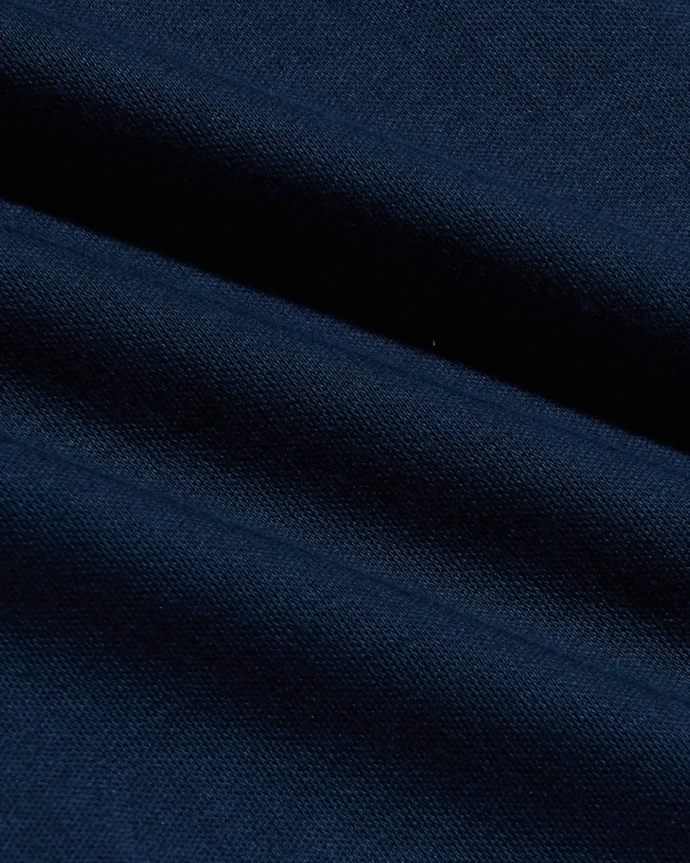 Navy Pima Cotton Blend Curved Hem Crew