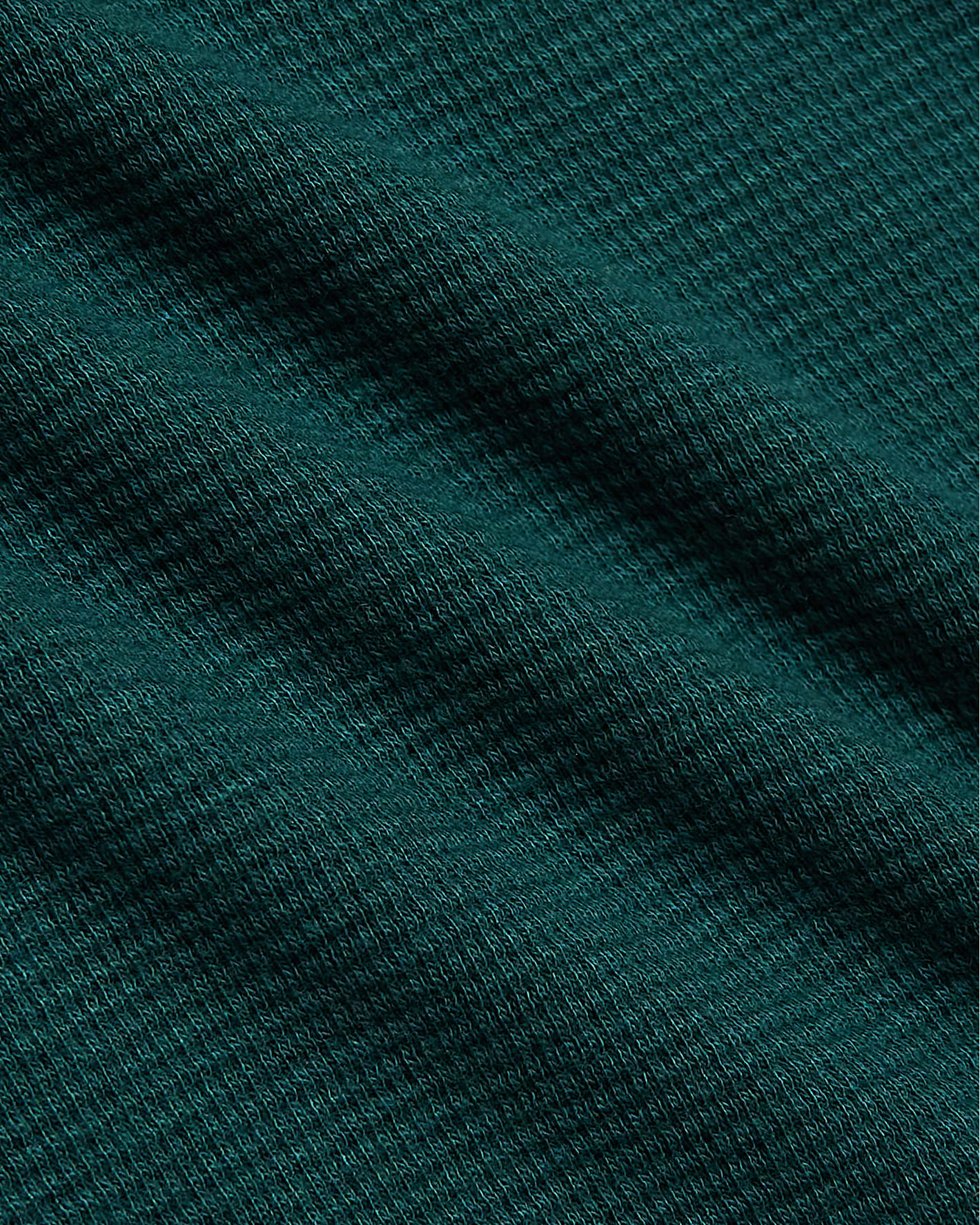 Womens Deep Emerald Waffle Long Sleeve Boxy Henley