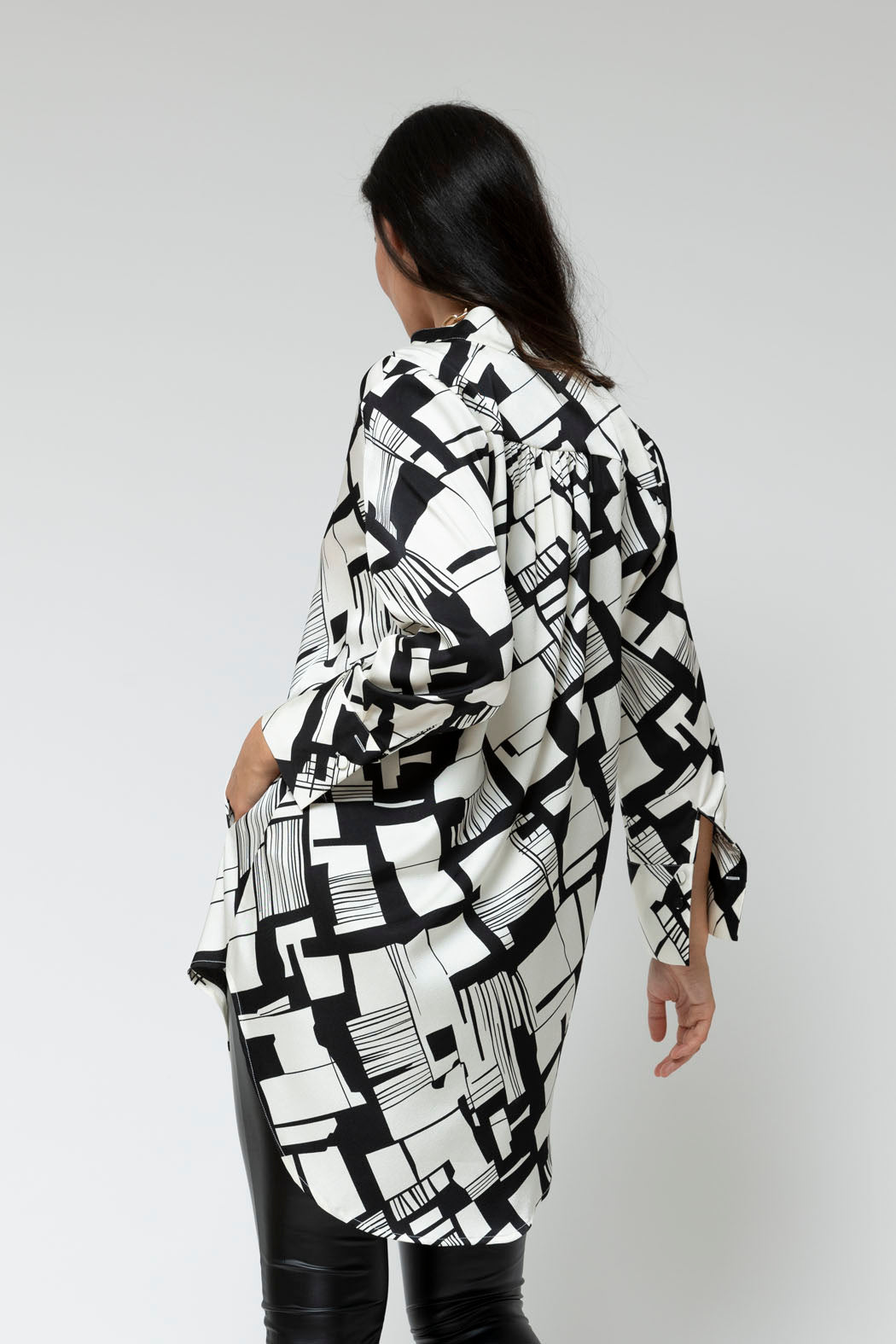 Black Ivory Silky Blogger Pocket Tunic