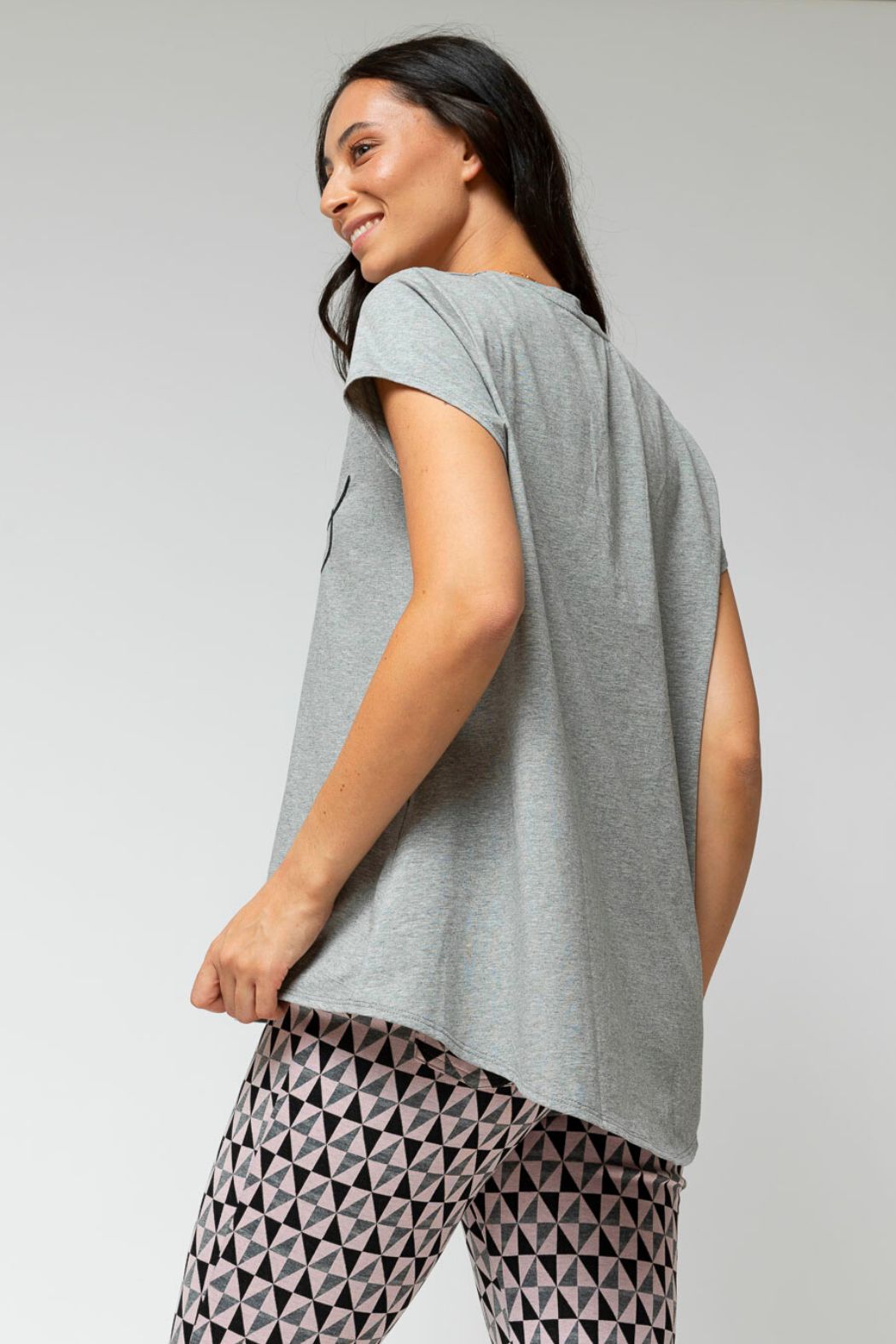 Charcoal Motto Sequined T Shirt