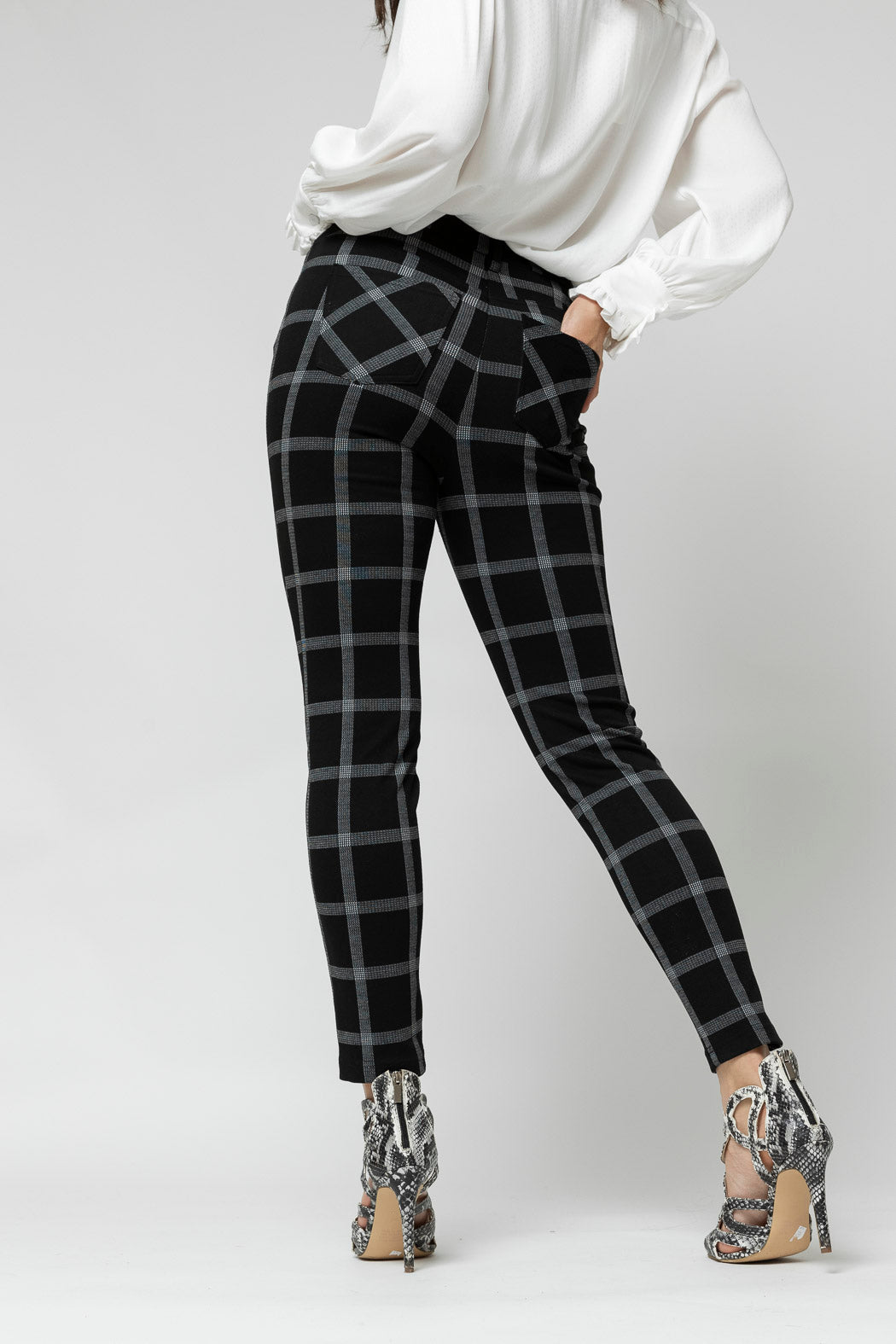 Black Check Jacquard Slim Pant- Sale