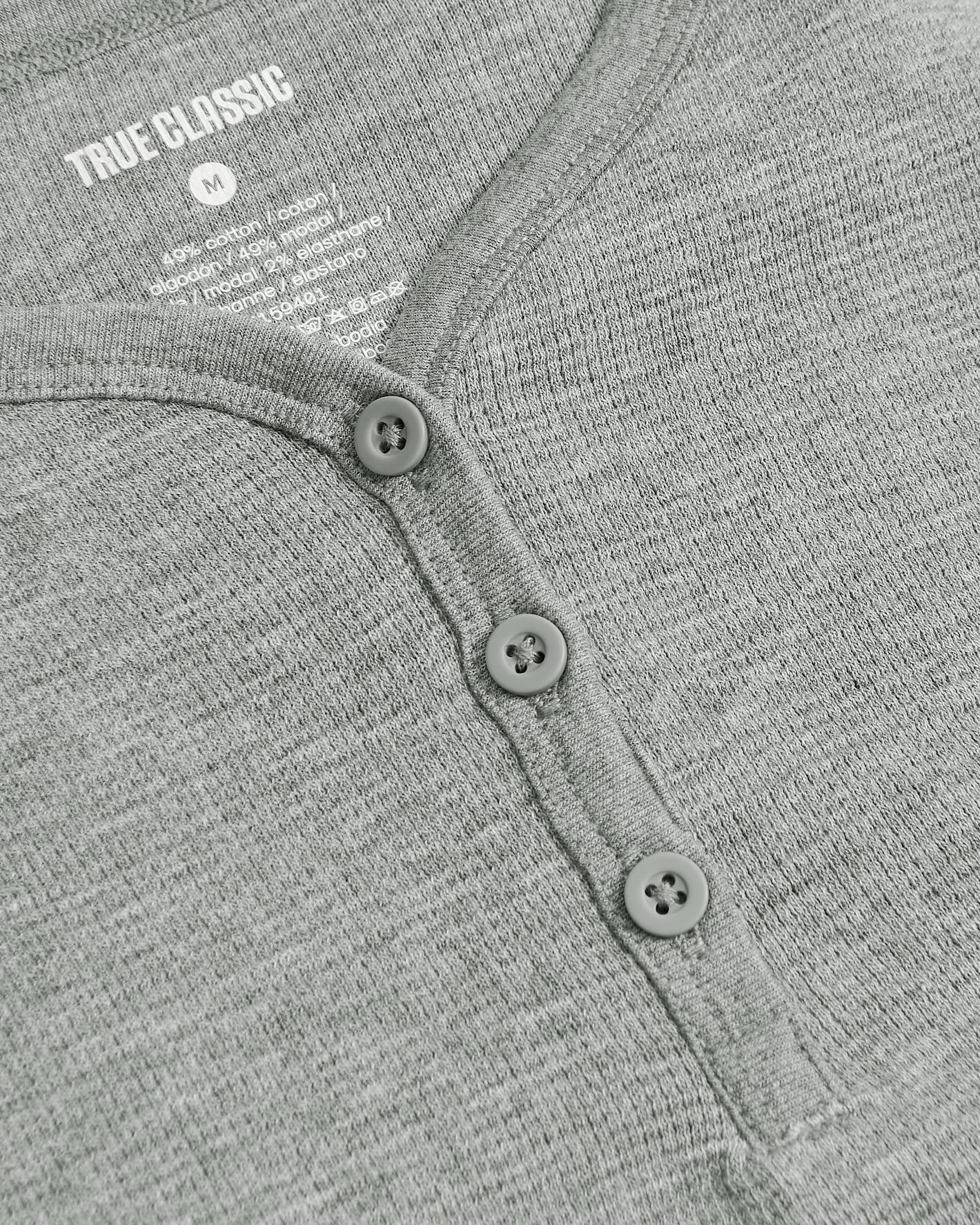 Girls Heather Gray Long Sleeve Boxy Waffle Henley