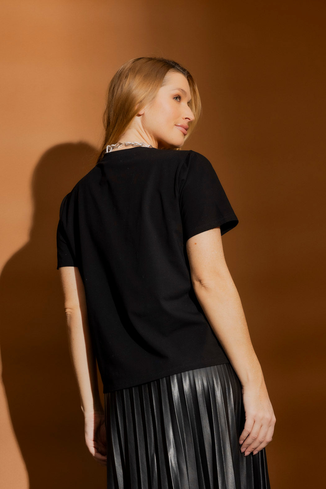 Black Diamante Charm Tee