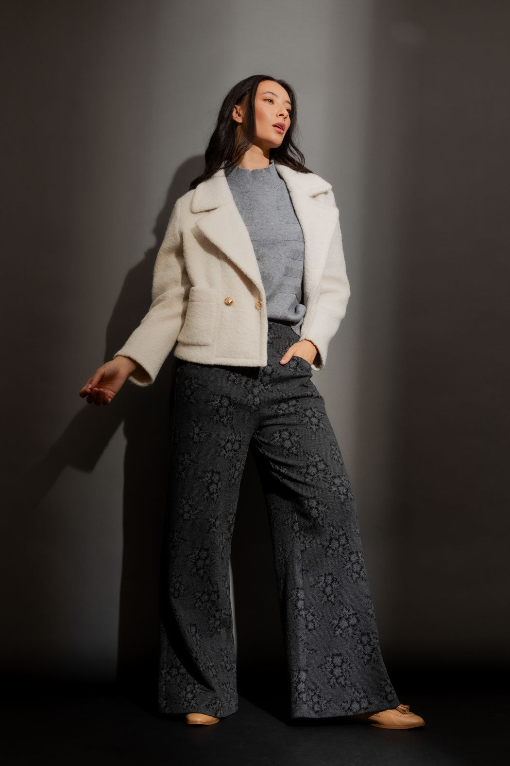 Charcoal Floral Jet Culotte