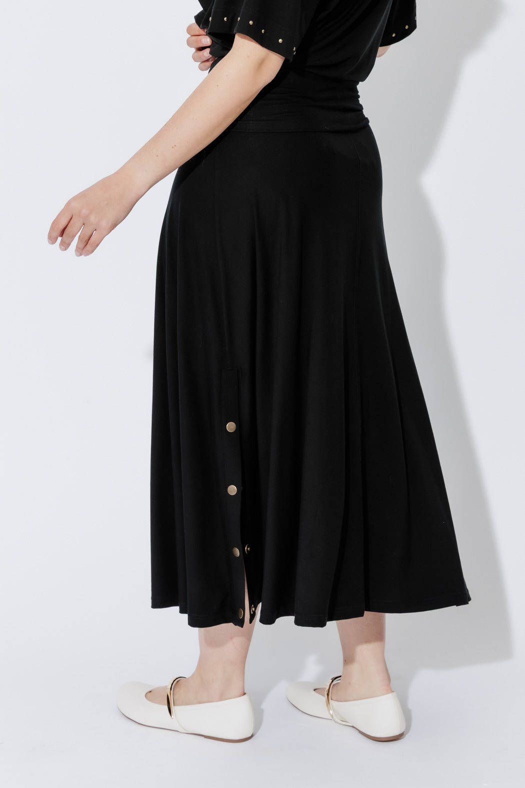 Black Tencel Stud Skirt