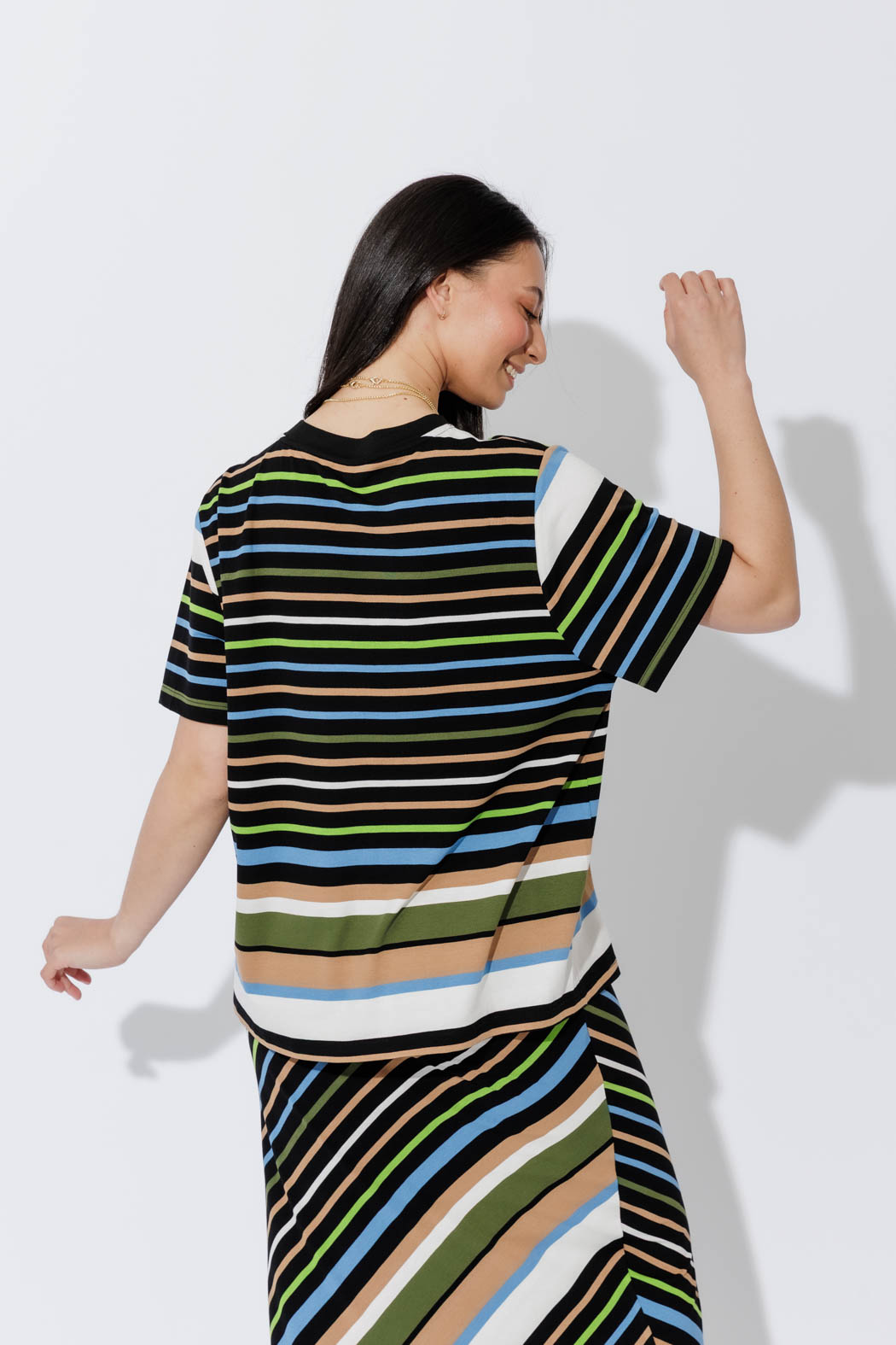 Blue/Green Stripe Boxy T-Shirt
