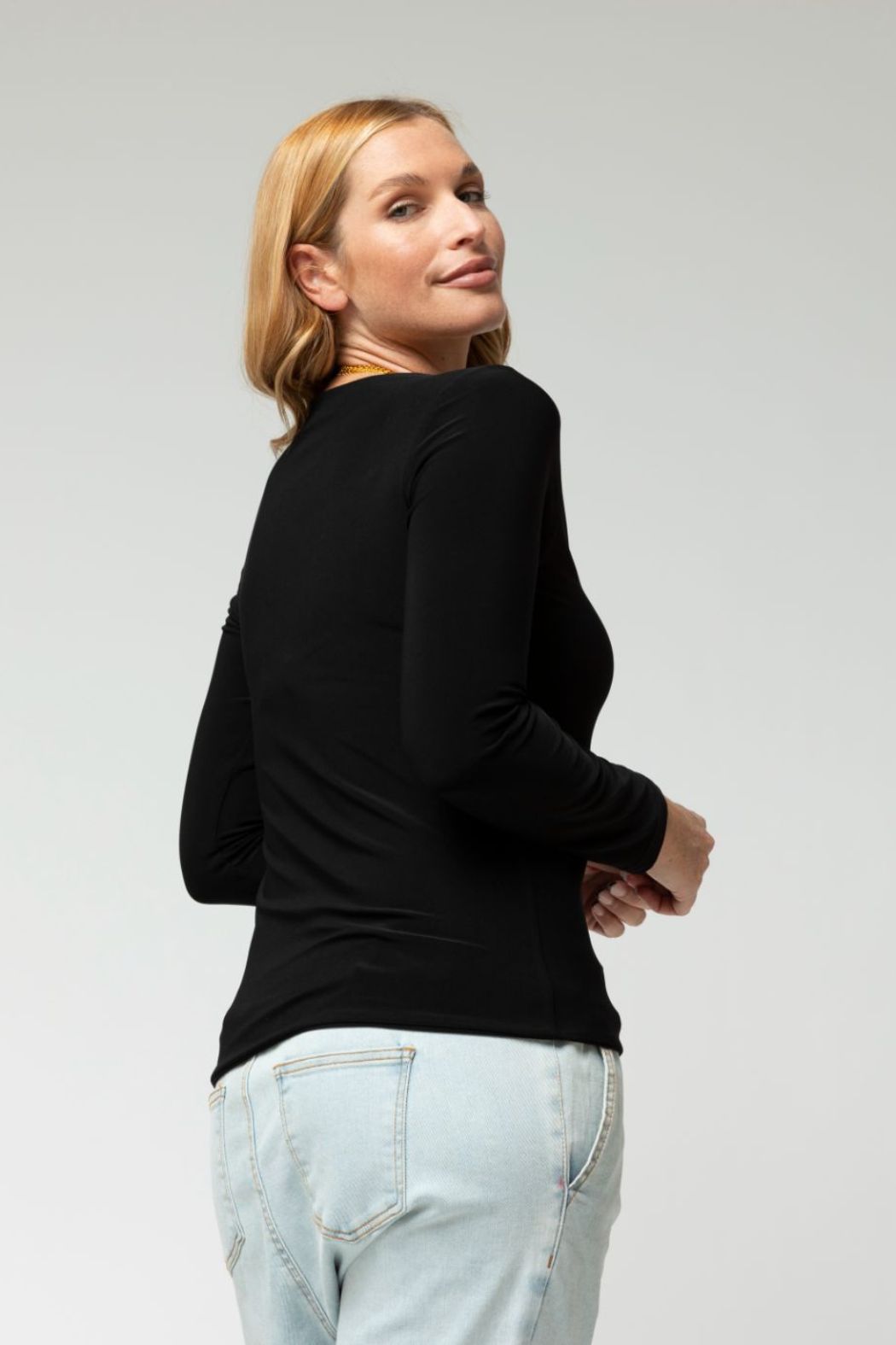 Black Long Sleeve Contour Top
