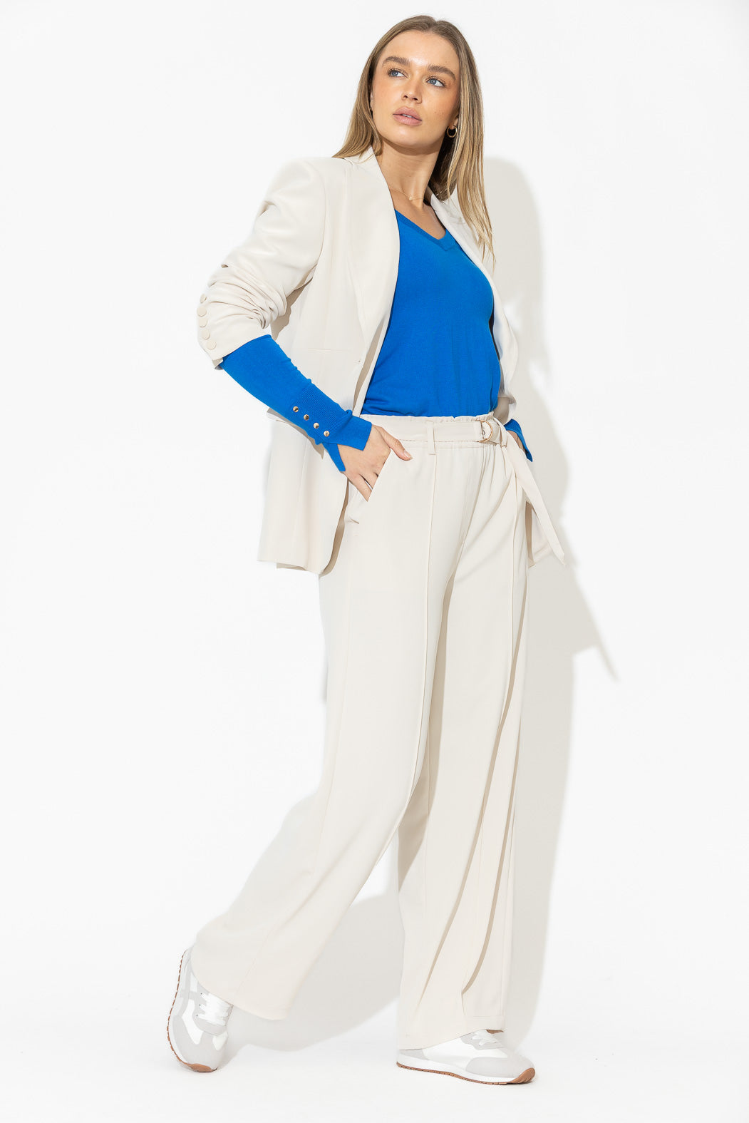 Beige Euro Pintuck Pant