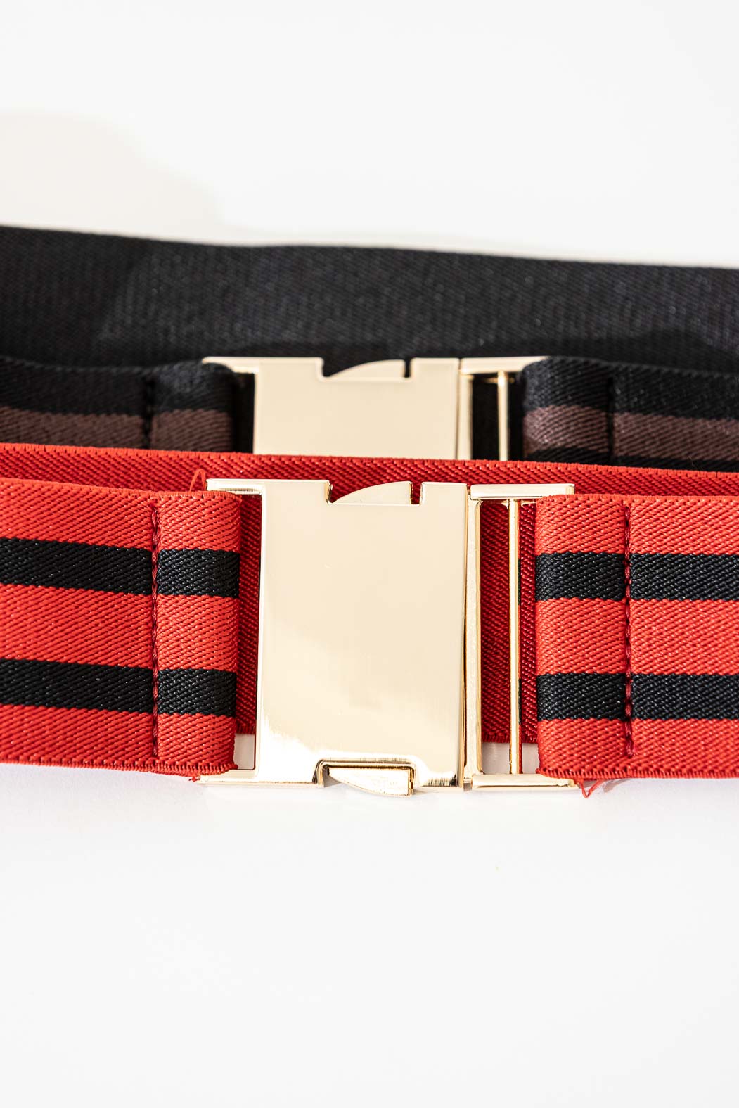Brown Stripe Elasticated Belt