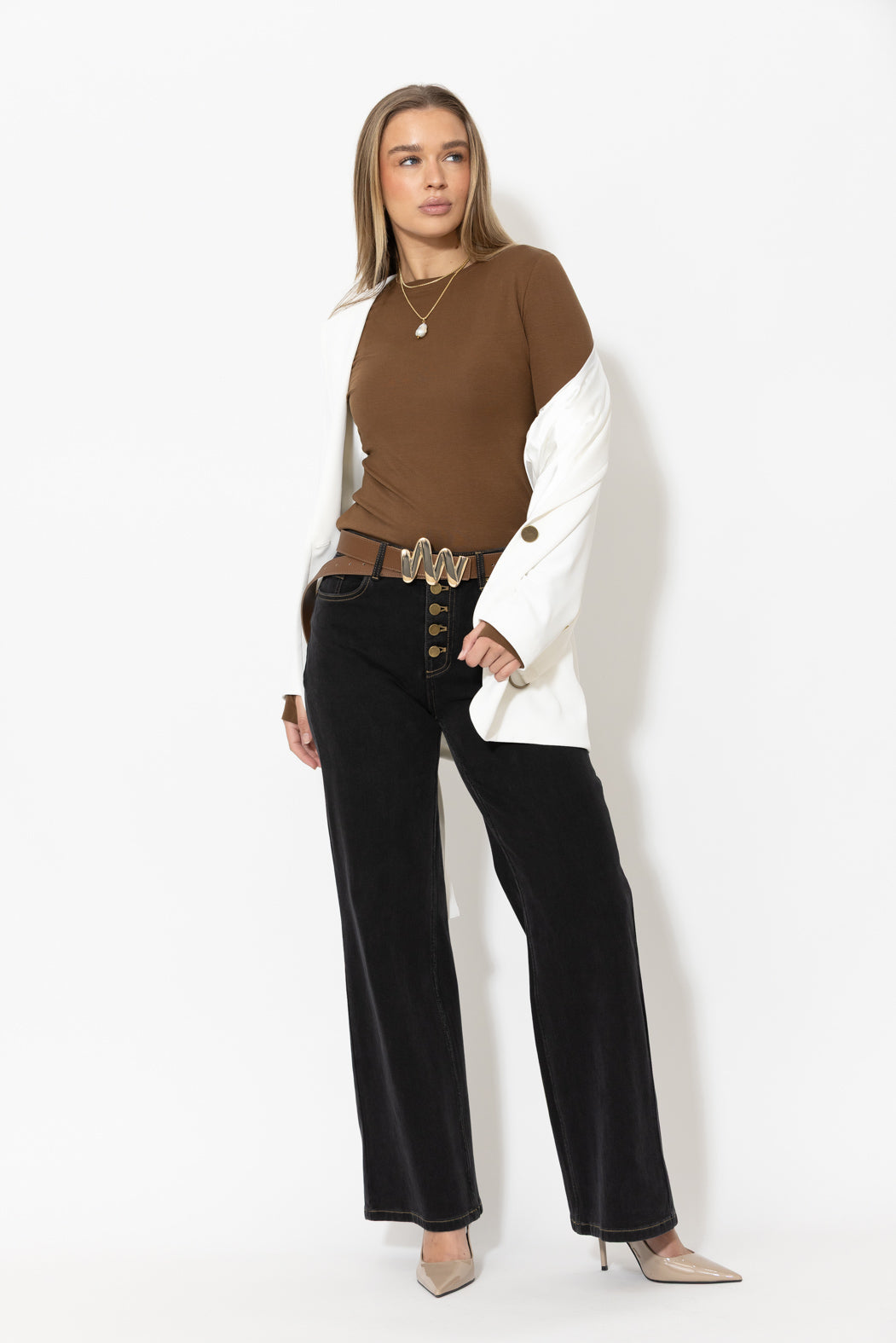 Black Button Front Jean
