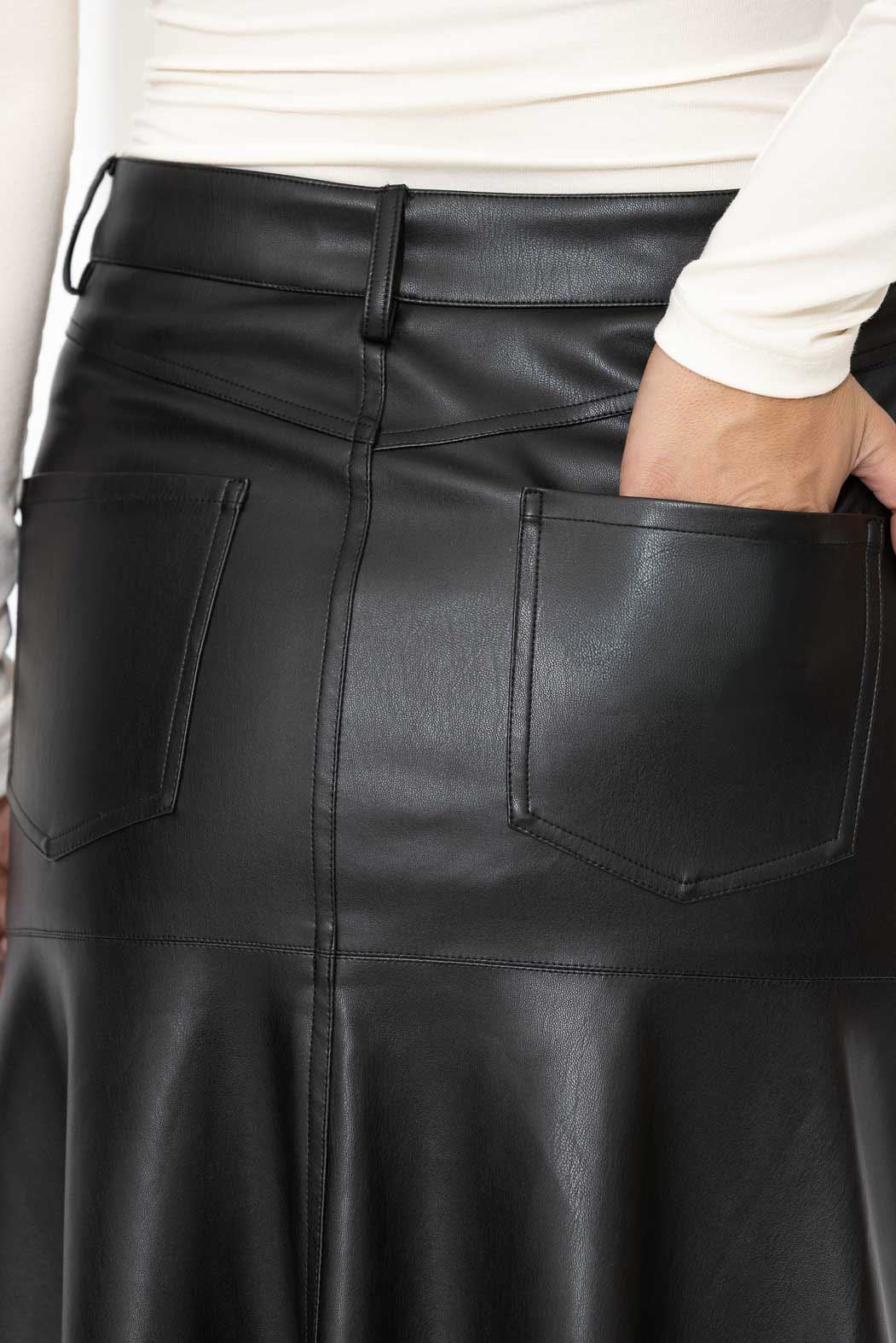 Black Faux Leather Ocean Skirt