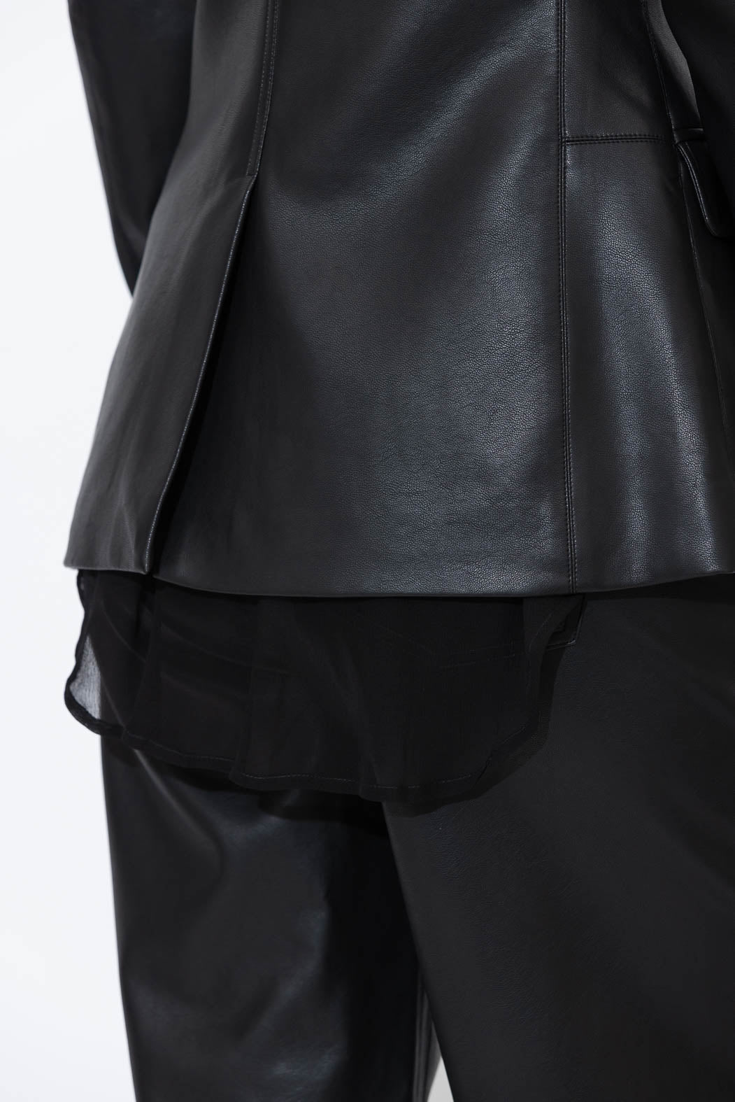 Black Faux Leather Shaped Blazer