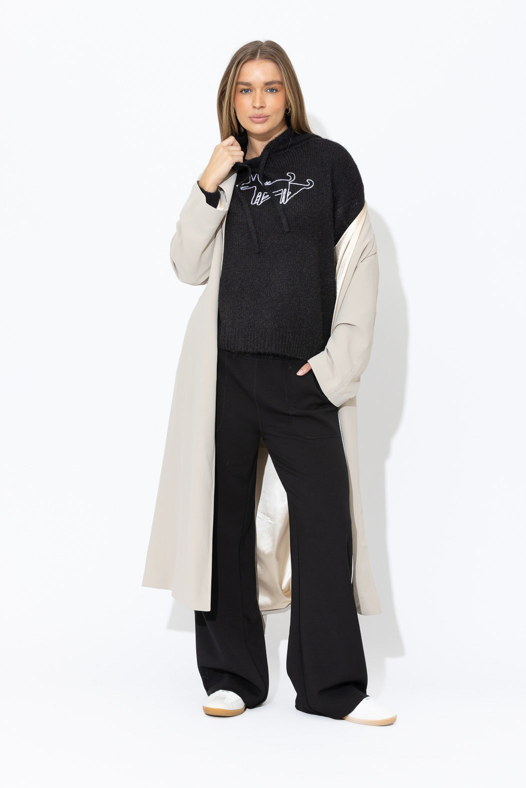 Black Top Dog Hooded Jumper