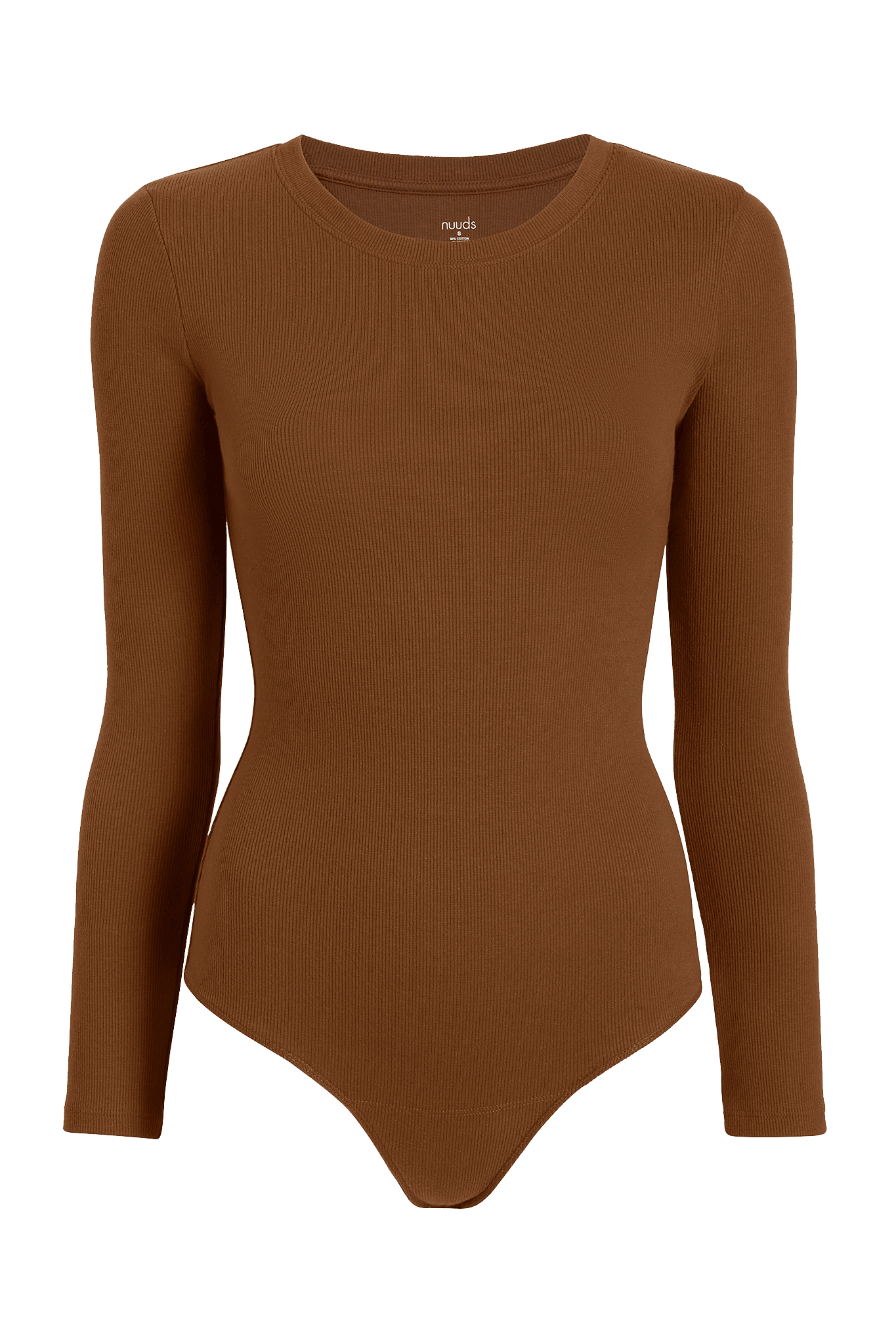 Long Sleeve Ribbed Crewneck Bodysuit | Chocolate