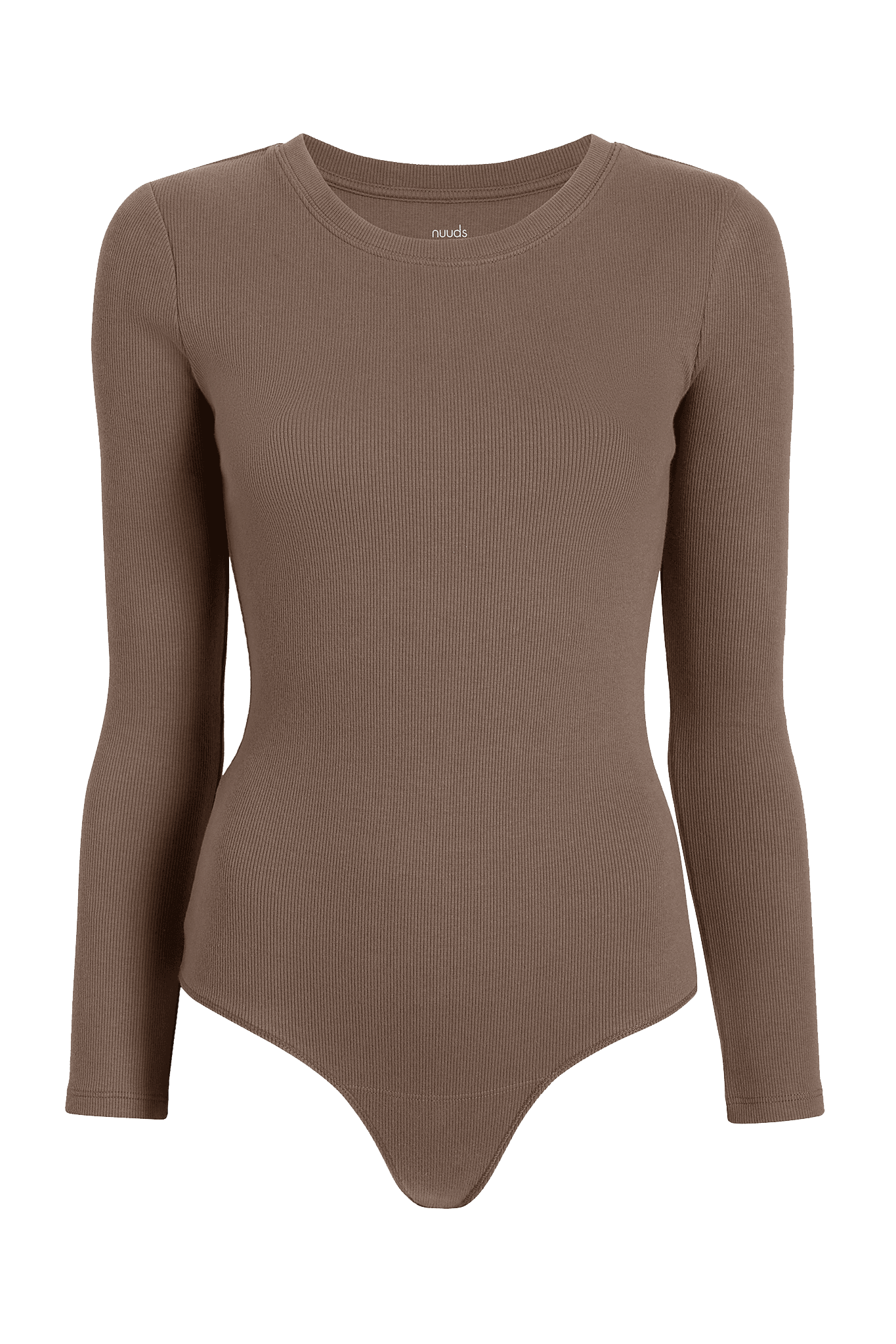 Long Sleeve Ribbed Crewneck Bodysuit | Mocha
