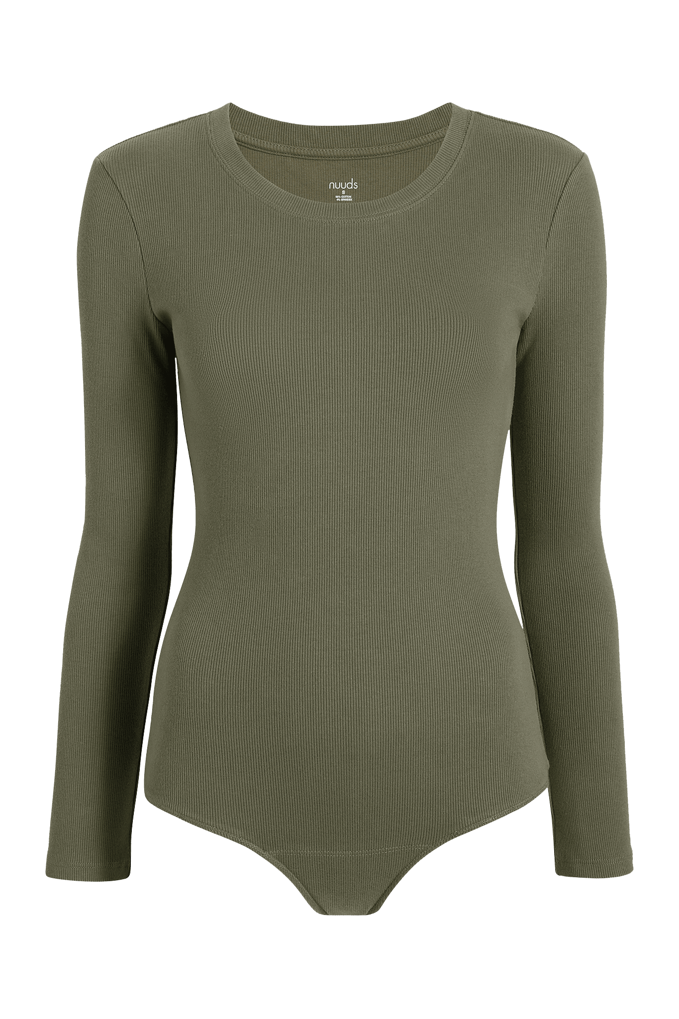 Long Sleeve Ribbed Crewneck Bodysuit | Olive