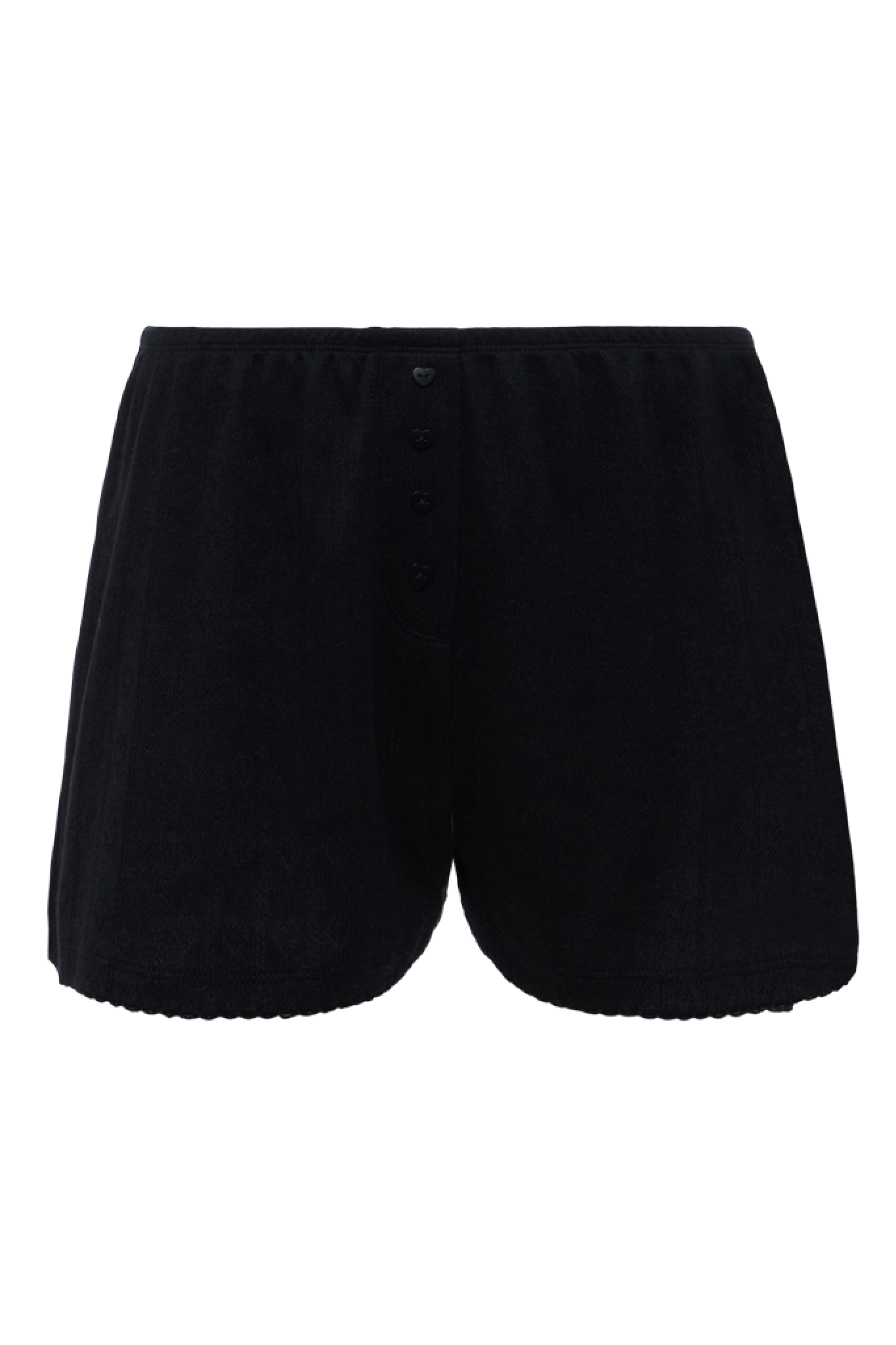 Heart Pointelle Pajama Cheeky Short | Black