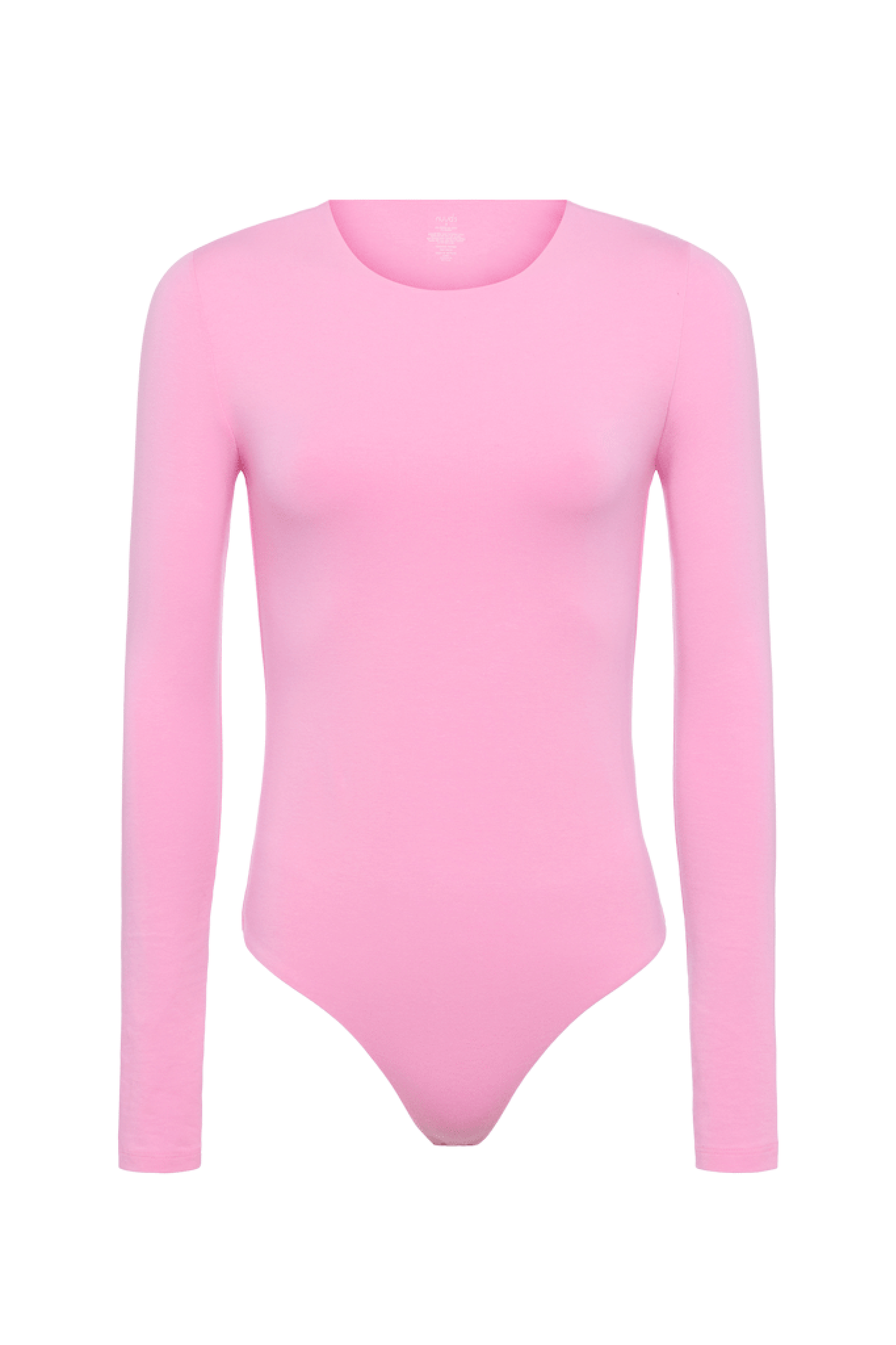 Cotton Stretch Long Sleeve Crewneck Bodysuit | Bubblegum Pink