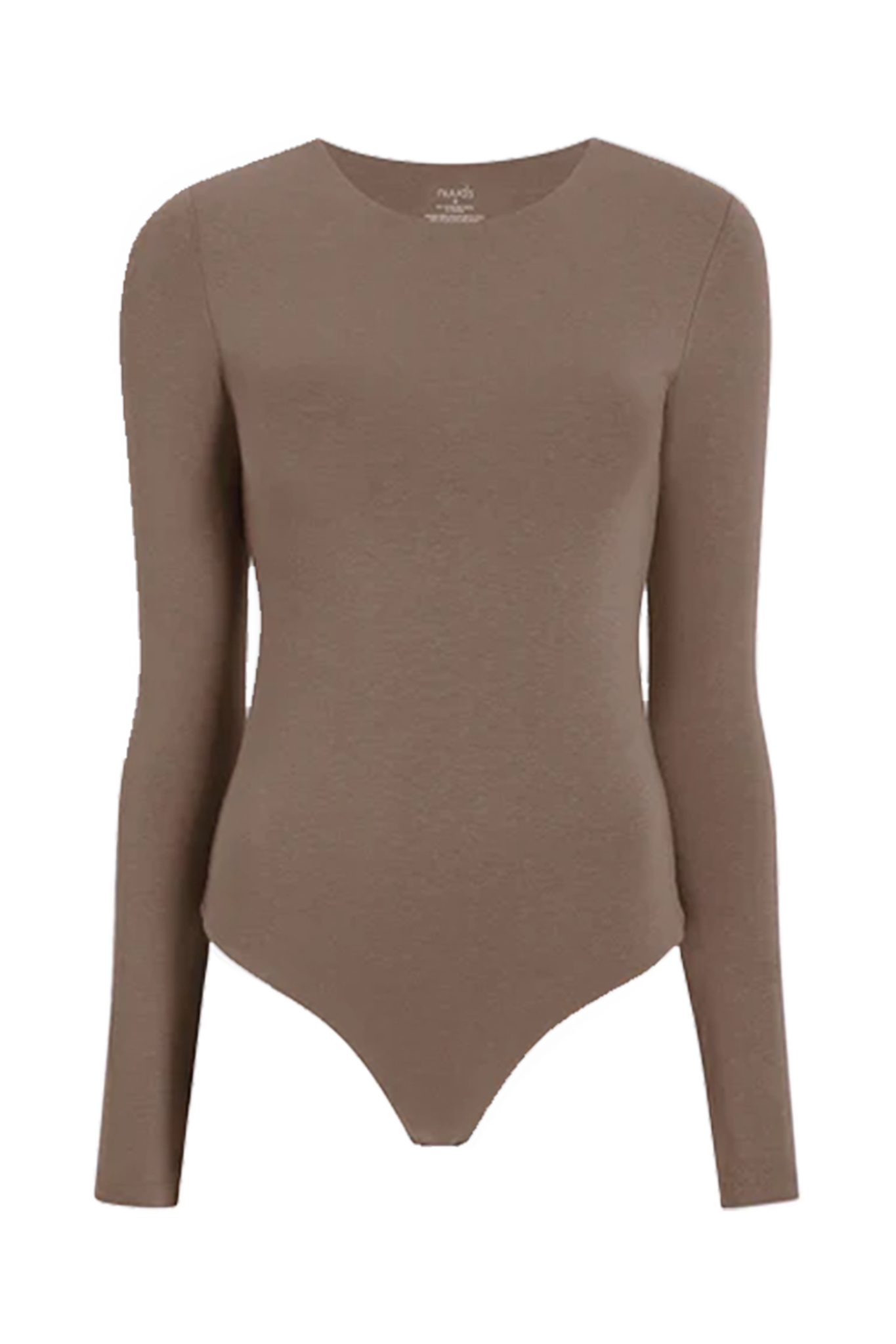 Cotton Stretch Long Sleeve Crewneck Bodysuit | Mocha