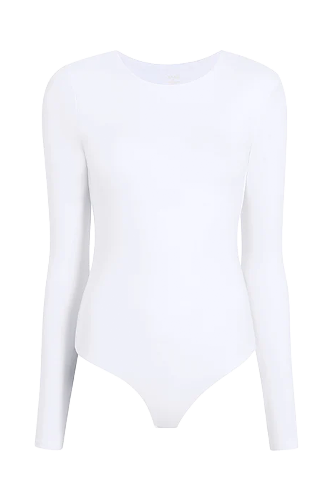 Cotton Stretch Long Sleeve Crewneck Bodysuit | White