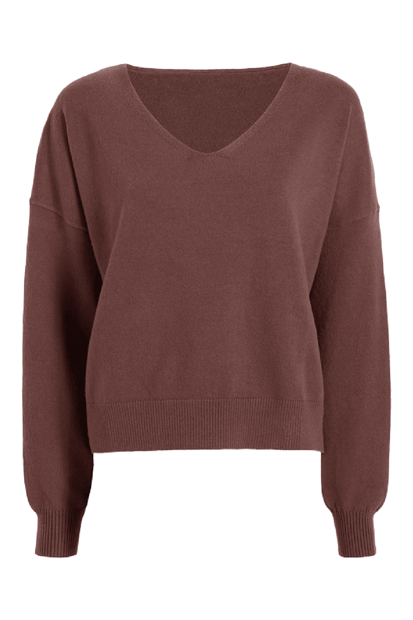 Luxe Knit V-Neck Sweater | Coffee