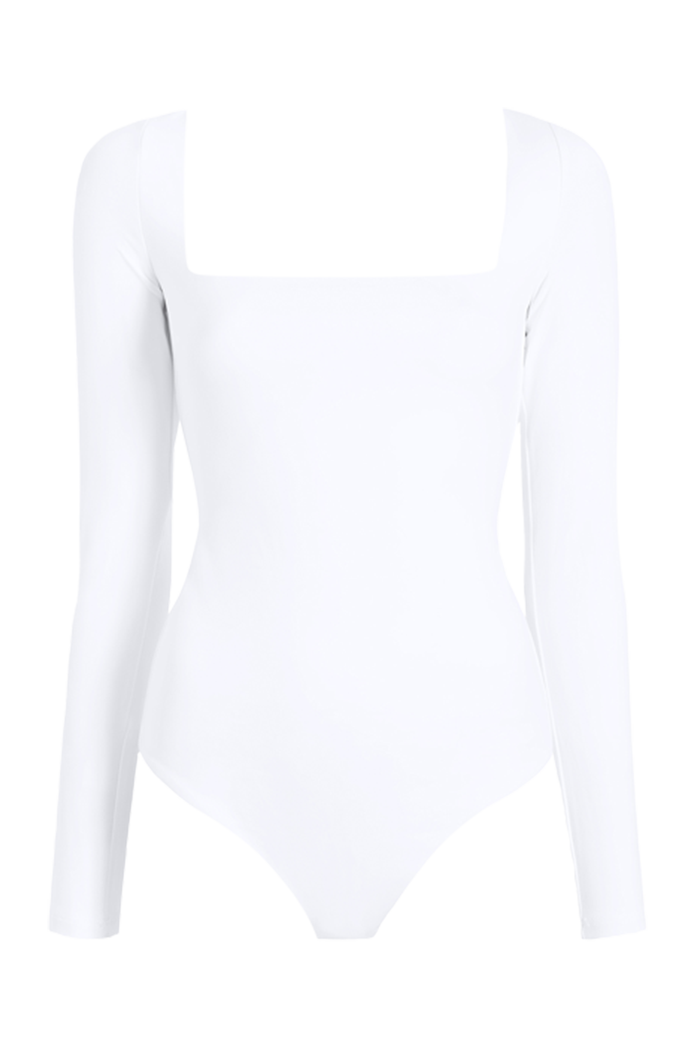 Long Sleeve Wide Square Neck Bodysuit | White