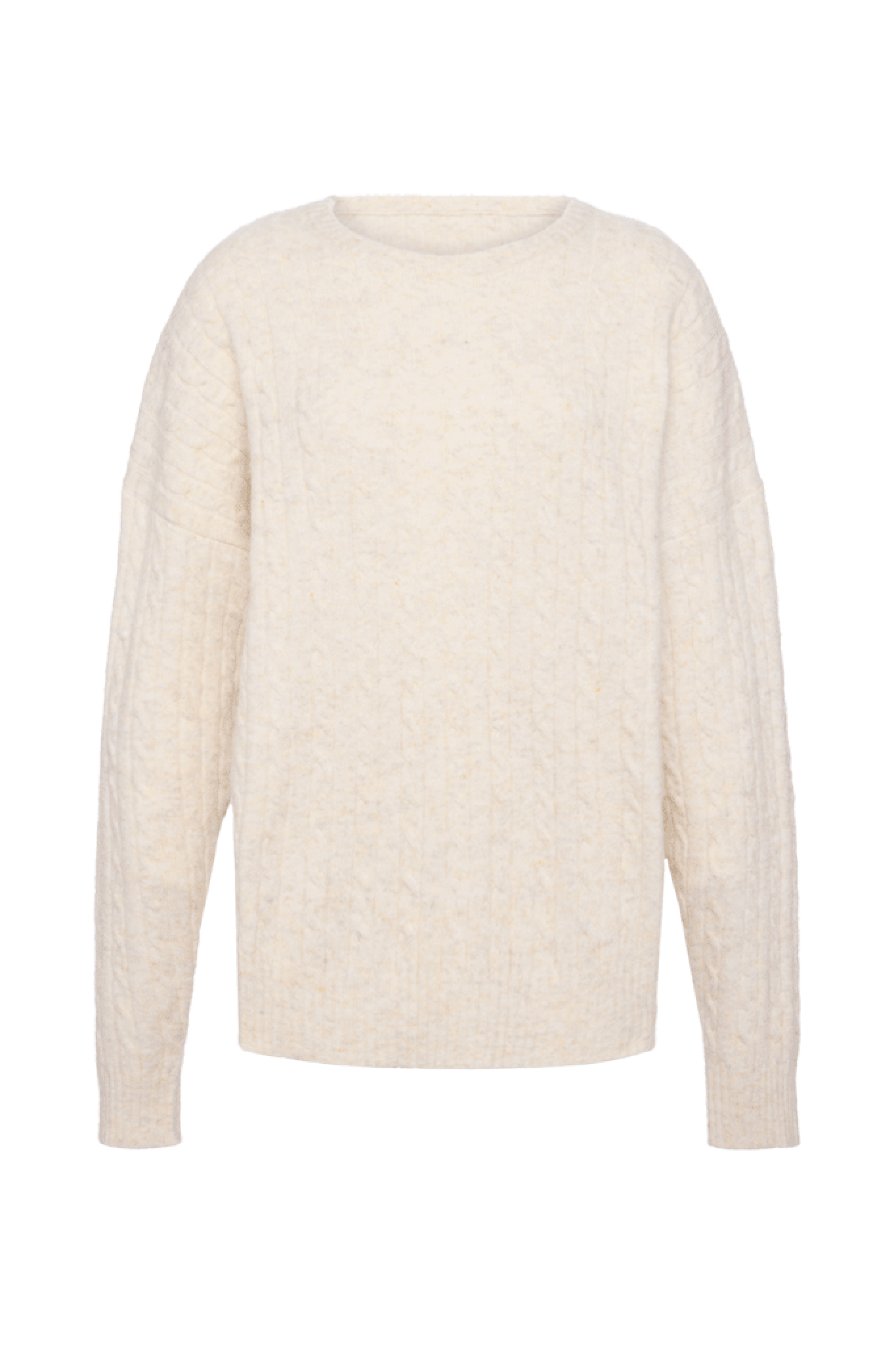 Cozy Knit Cable Crewneck Sweater | Heather Bone