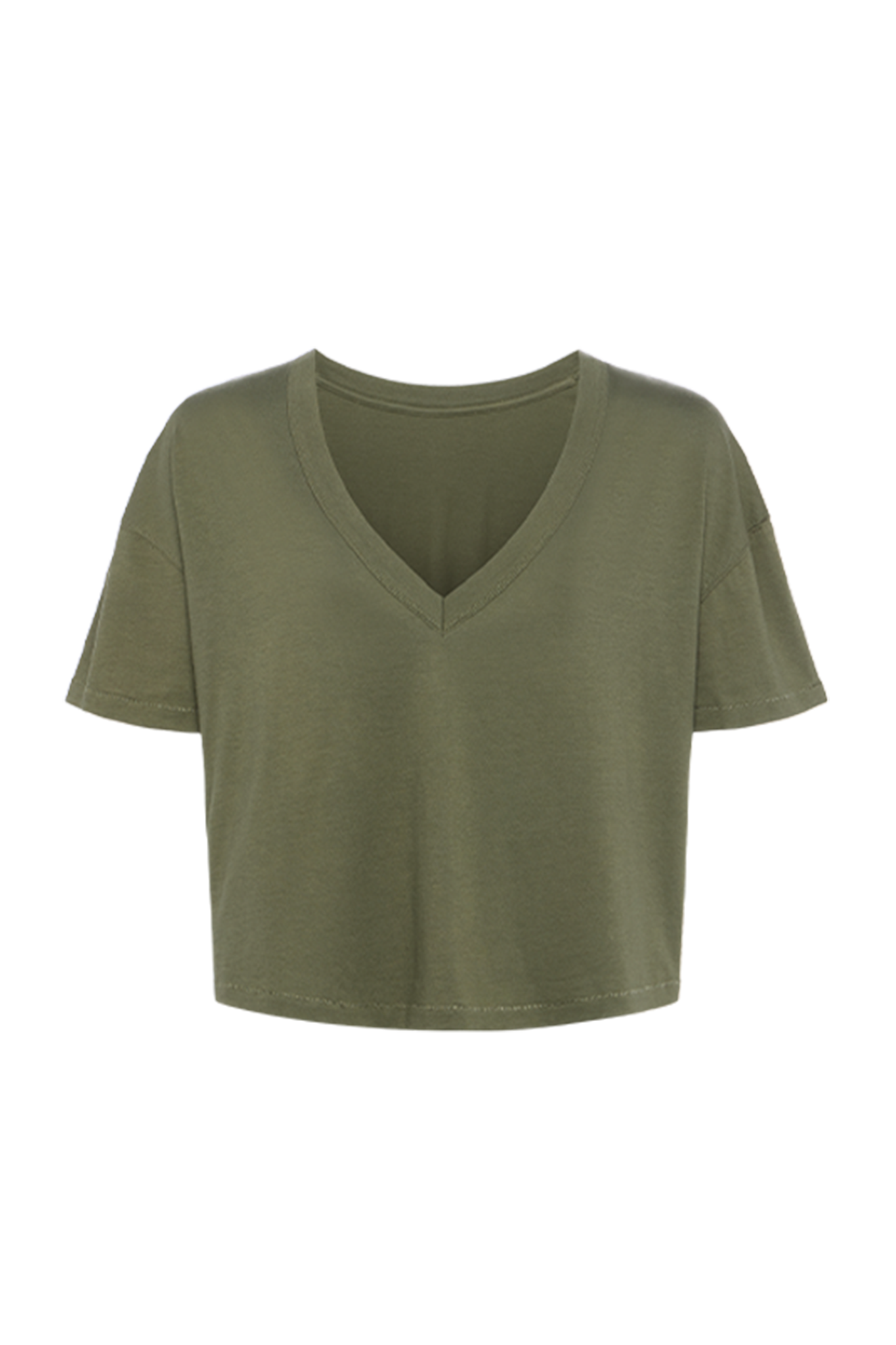 Boxy V-Neck Tee | Olive