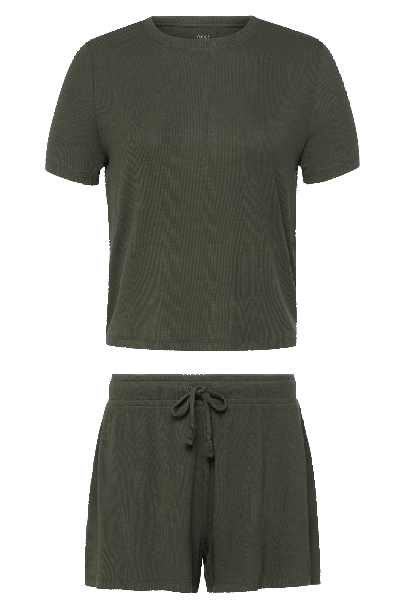 Ribbed Pajama Short Set | Darkest Olive