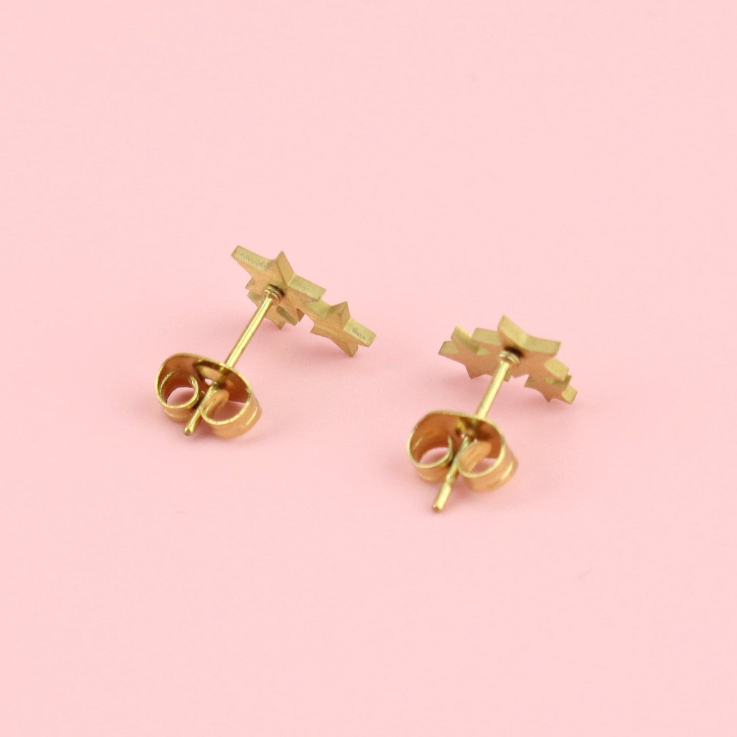 Triple Star Stud Earrings - Gold Plated