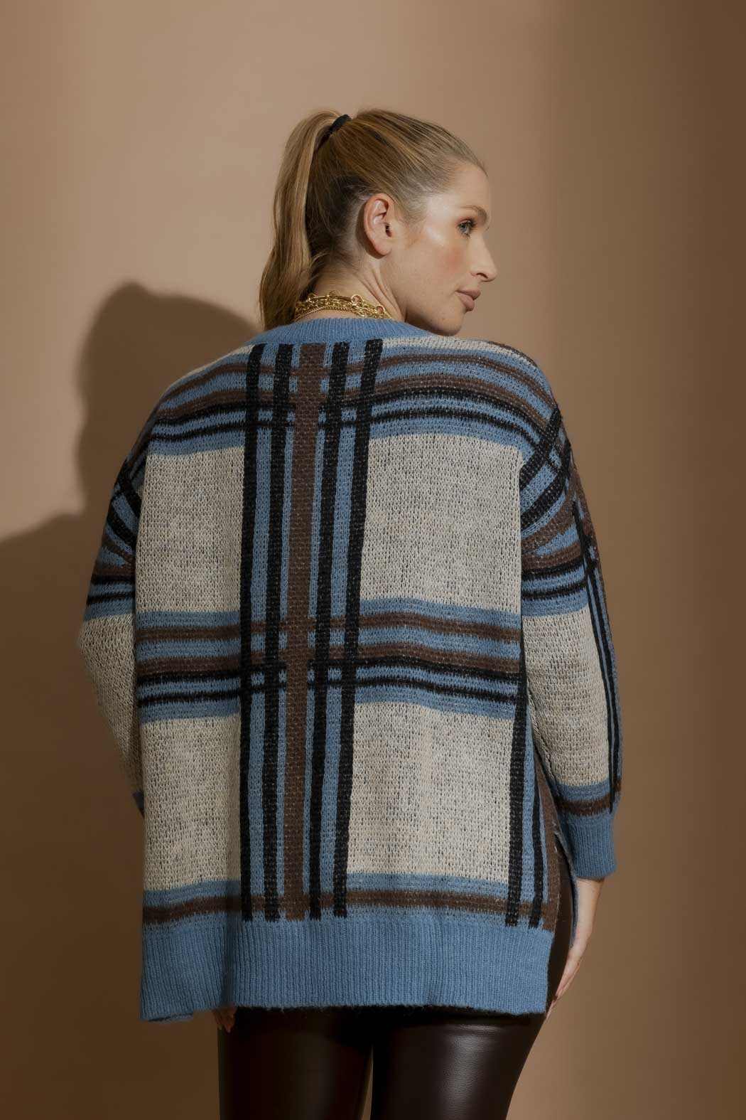 Blue Check Jaquard Jumper Blue S