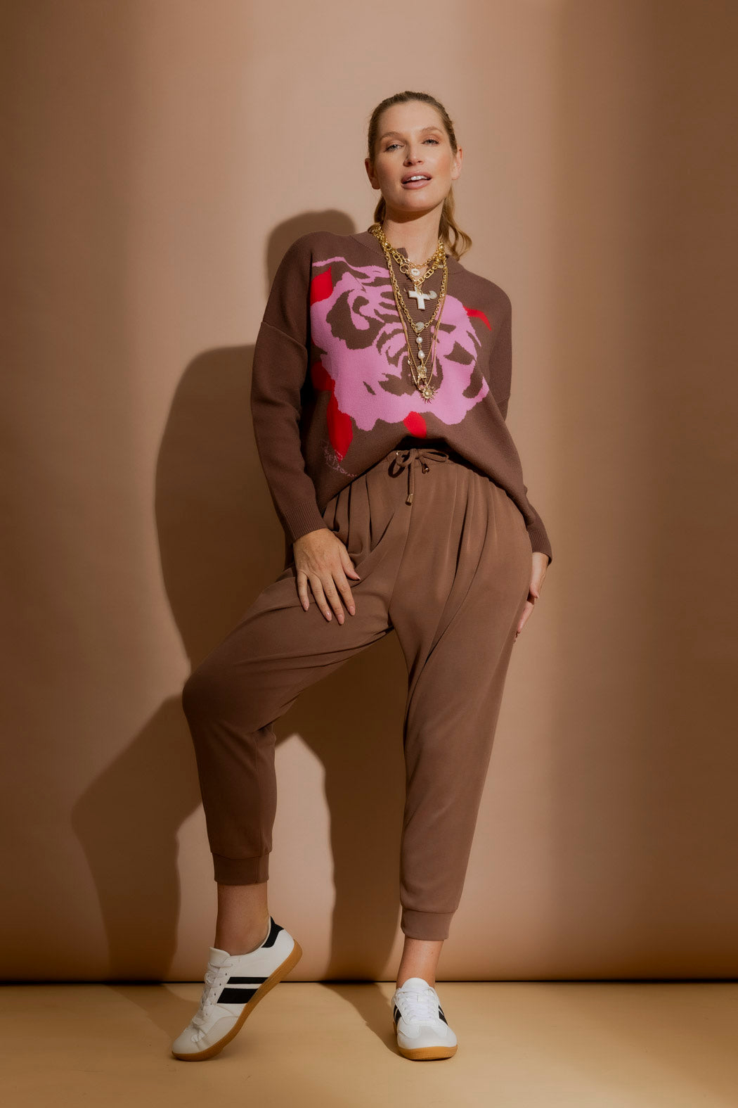 Caramel Blossom Button Jumper Caramel S