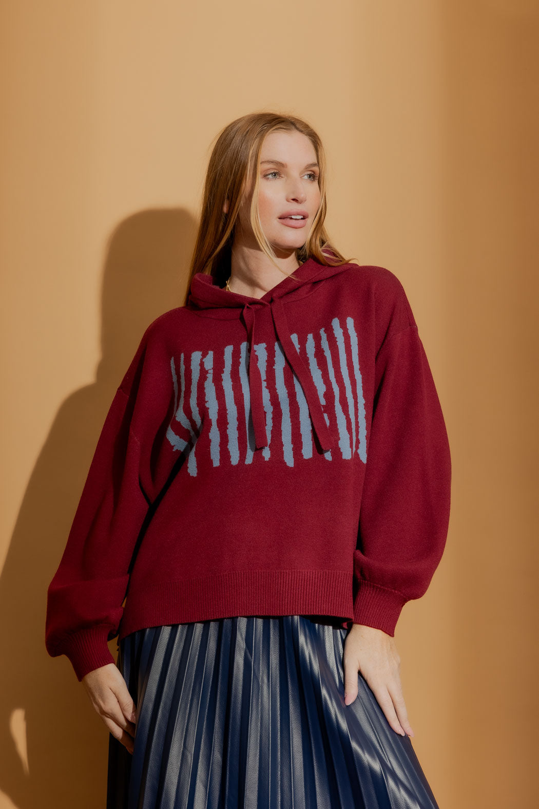 Burgundy Lines Hoodie Burgundy S