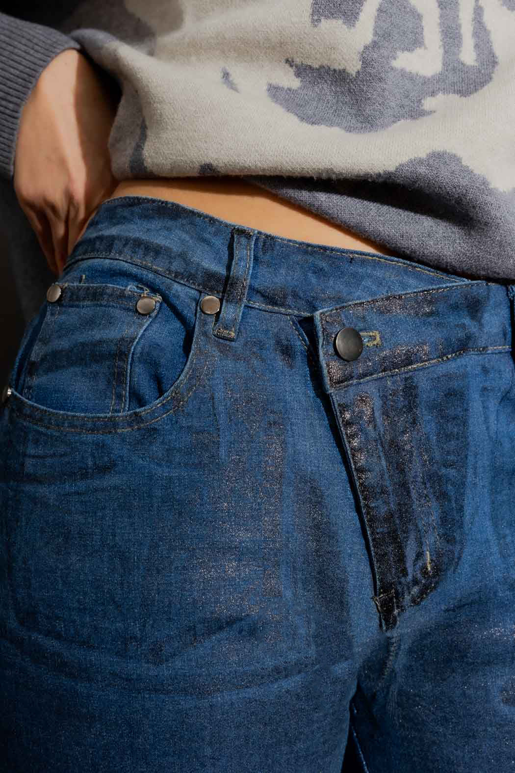 Black Foil Denim Jean