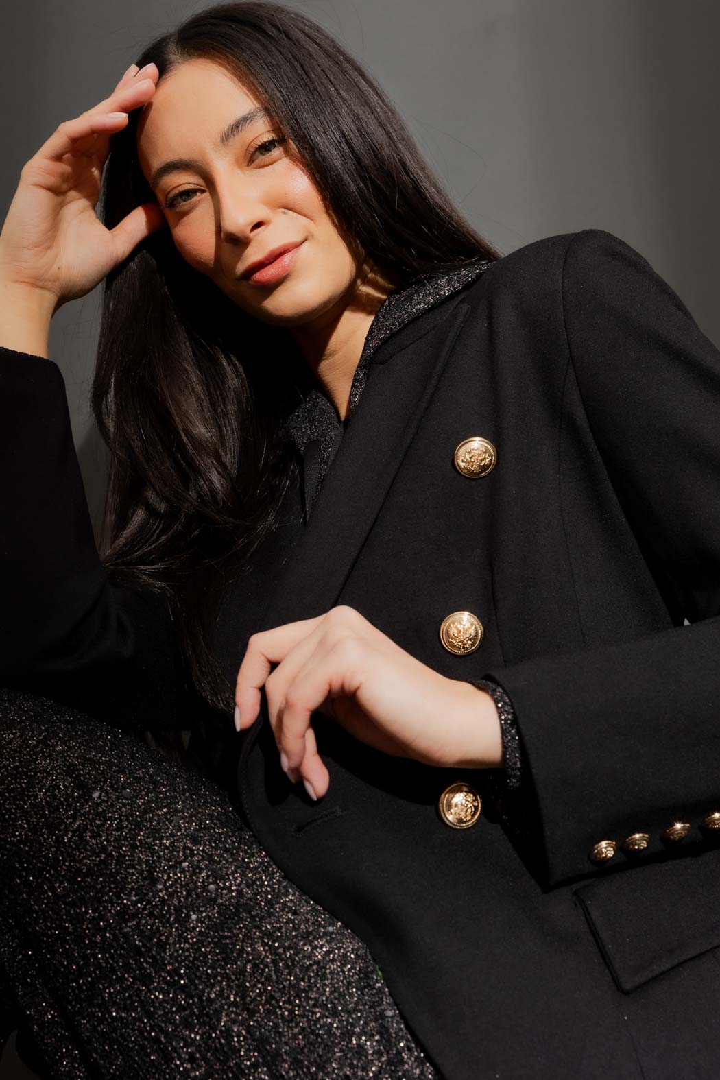 Black Ponte Belted Sisca Blazer