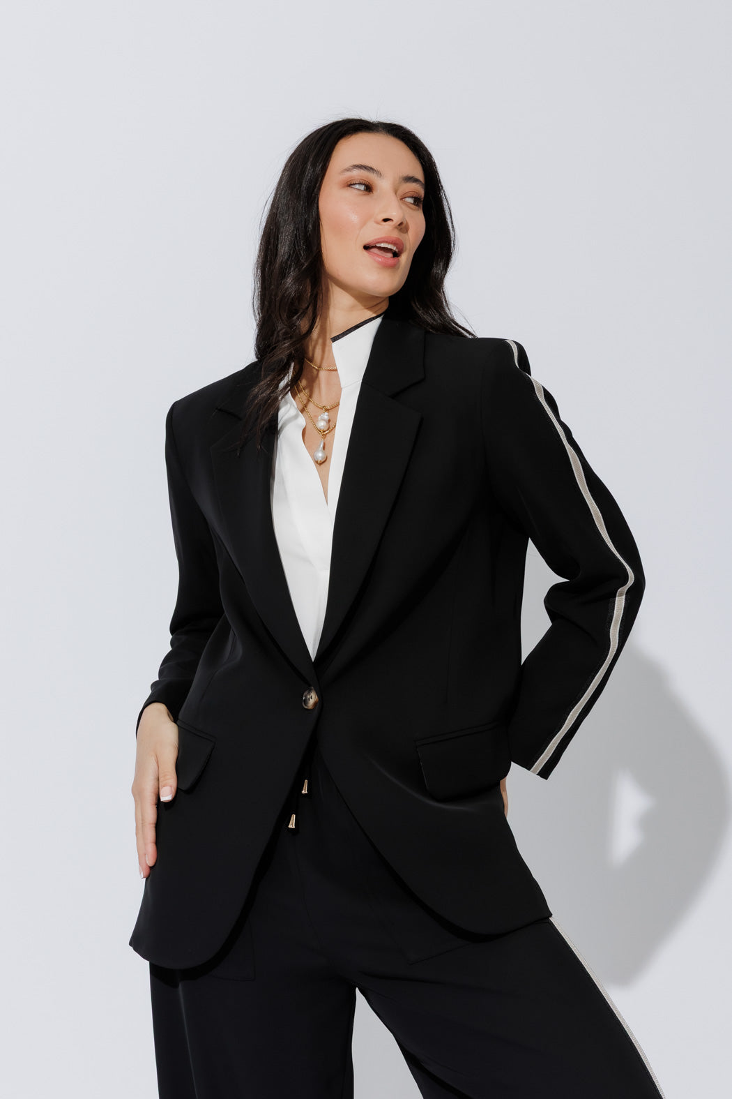 Black Stripe Boyfriend Blazer