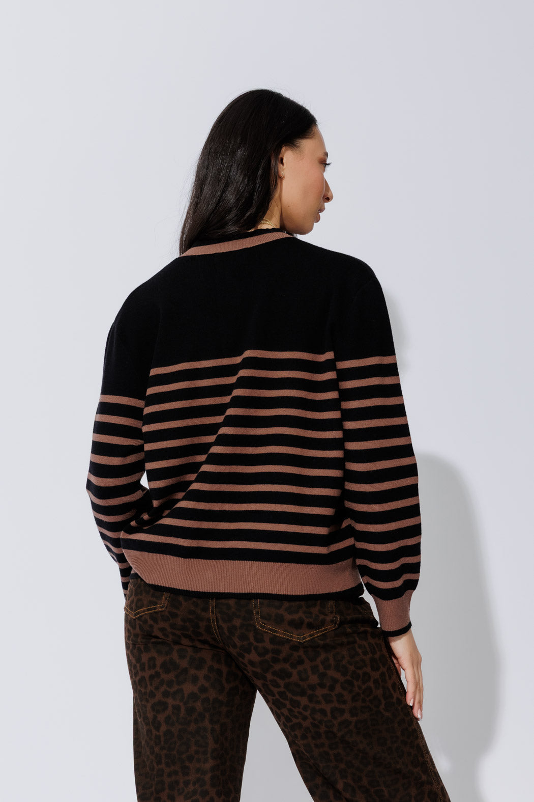 Black/Taupe Knit Cardi S